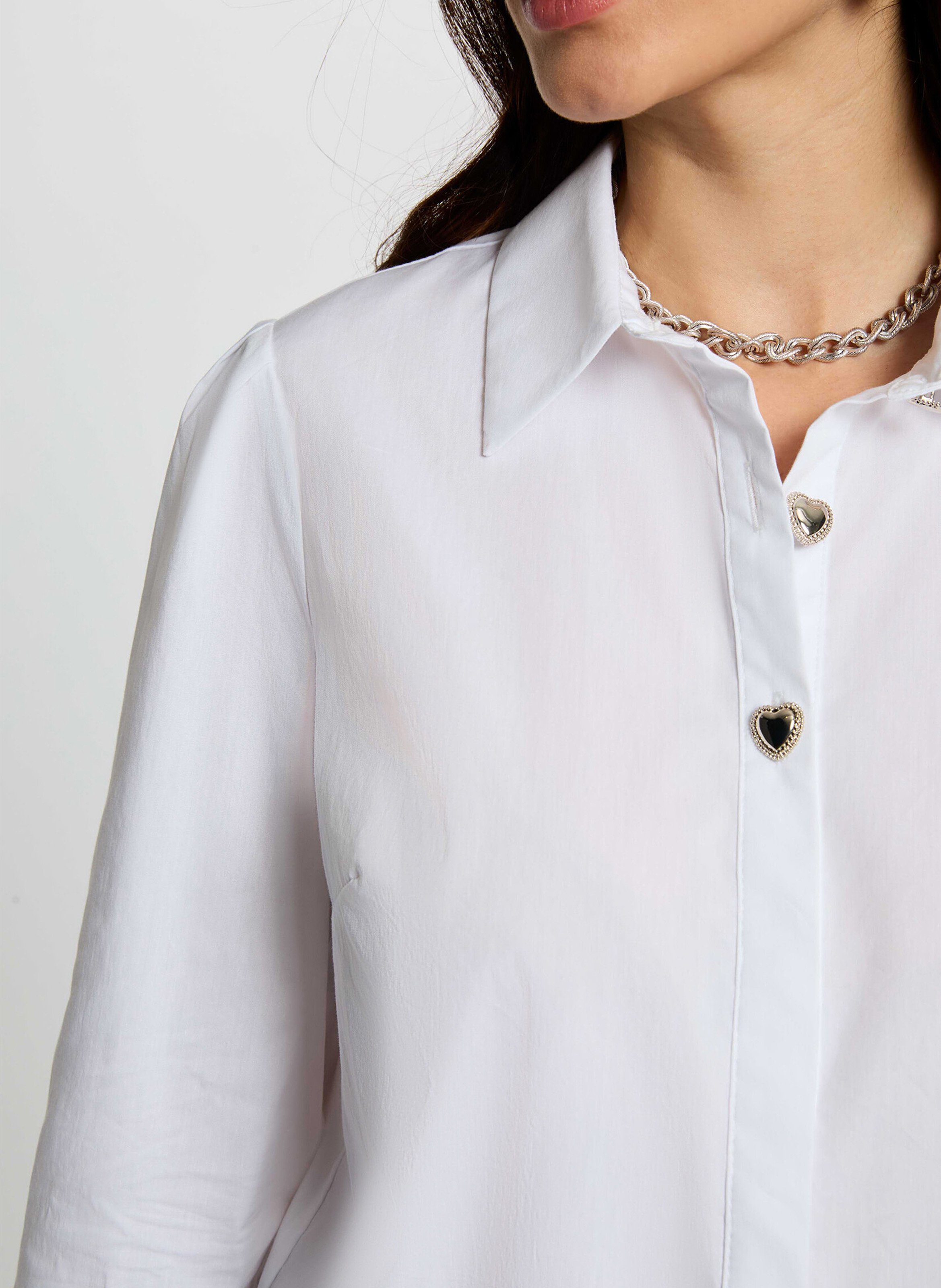 Chemise droite unie à boutons cœur MORGAN Blanc