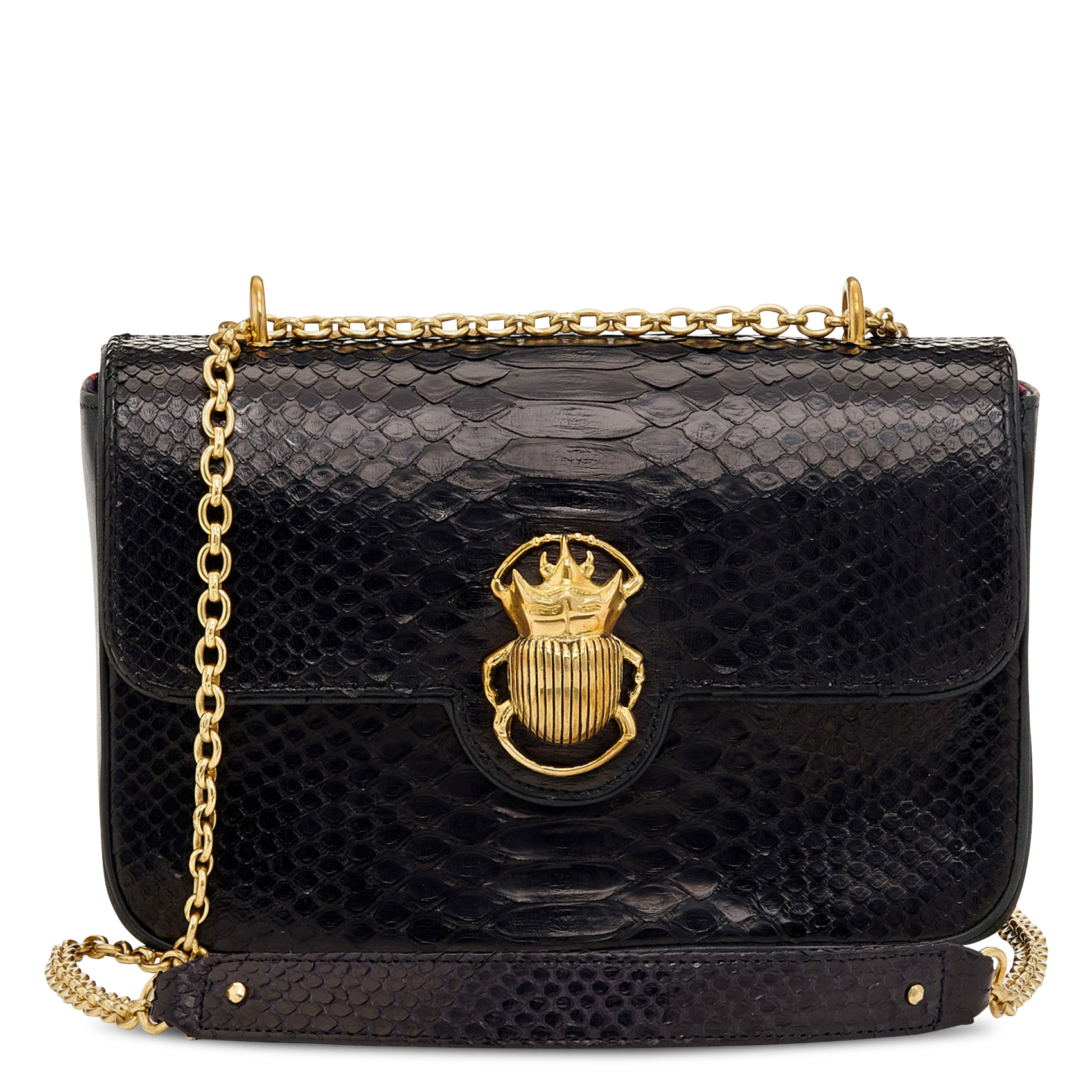 Umhängetasche aus Pythonleder CLARIS VIROT Schwarz