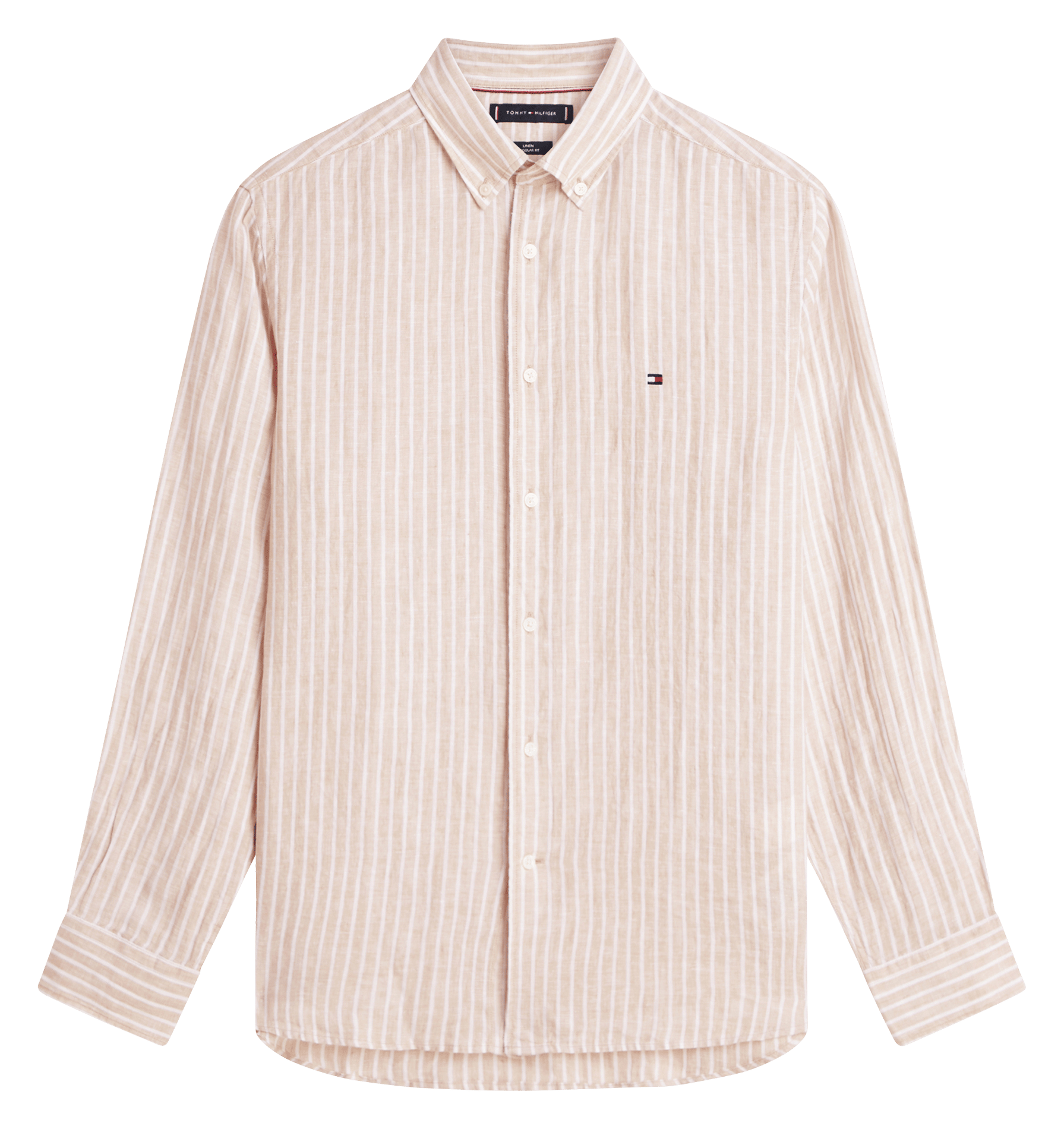 Gerade geschnittenes Leinenhemd mit Streifen TOMMY HILFIGER Braun