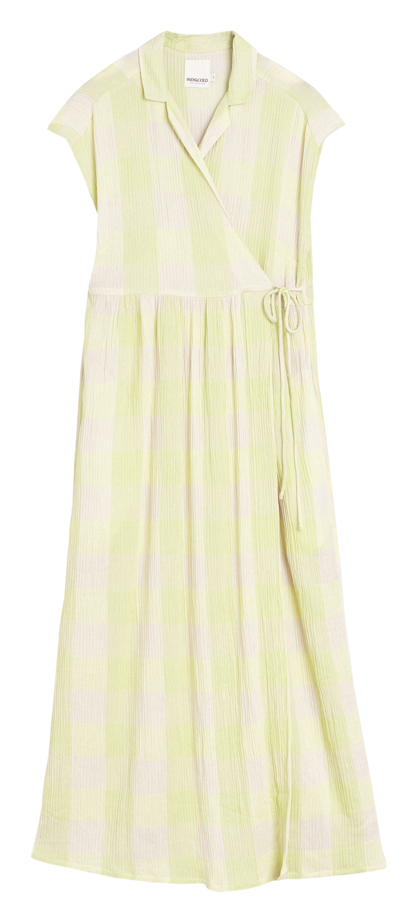 Langes Wickelkleid mit Karomuster  Wasabi