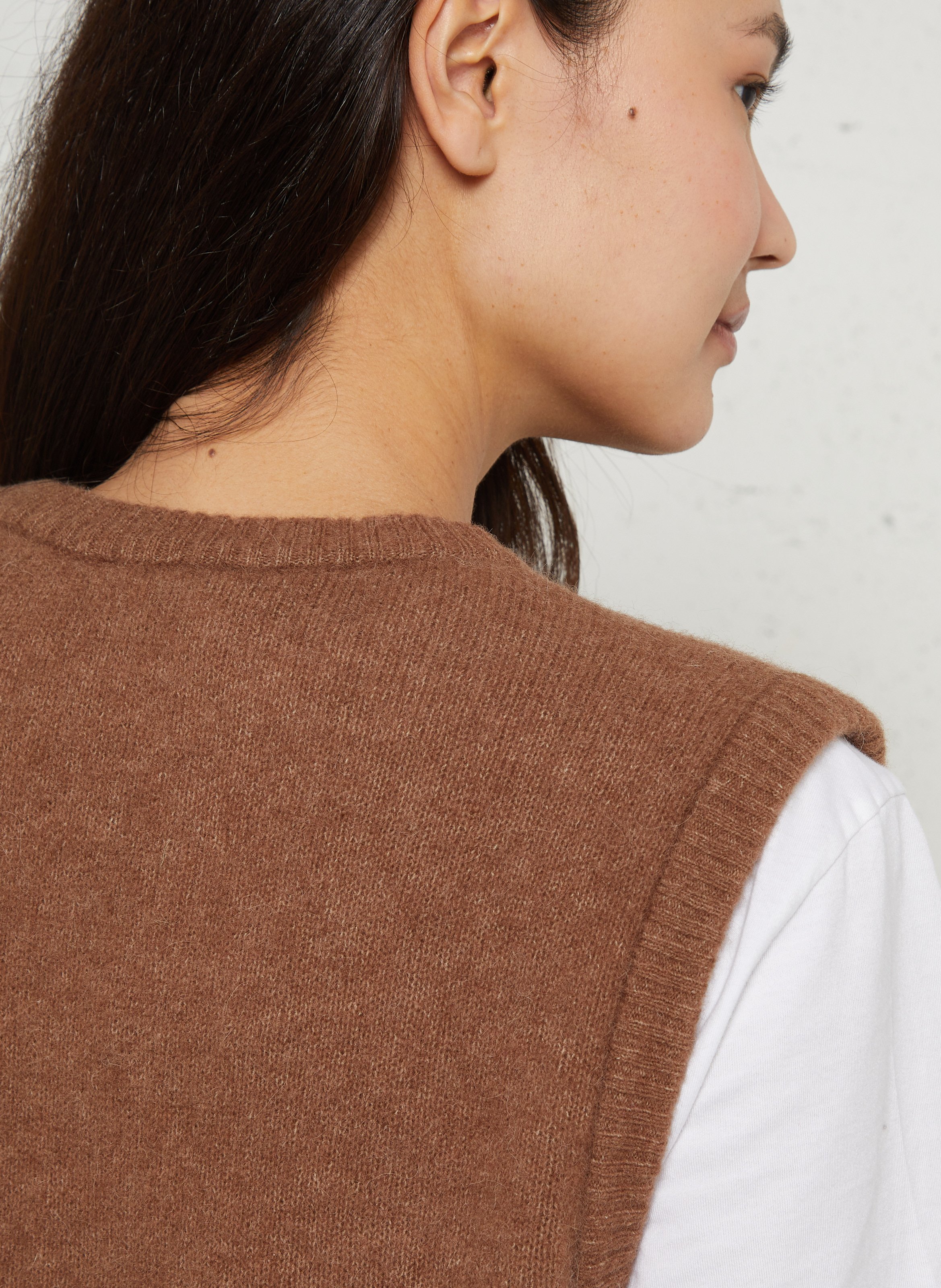 Long wool-blend knit cardigan AMERICAN VINTAGE Brown