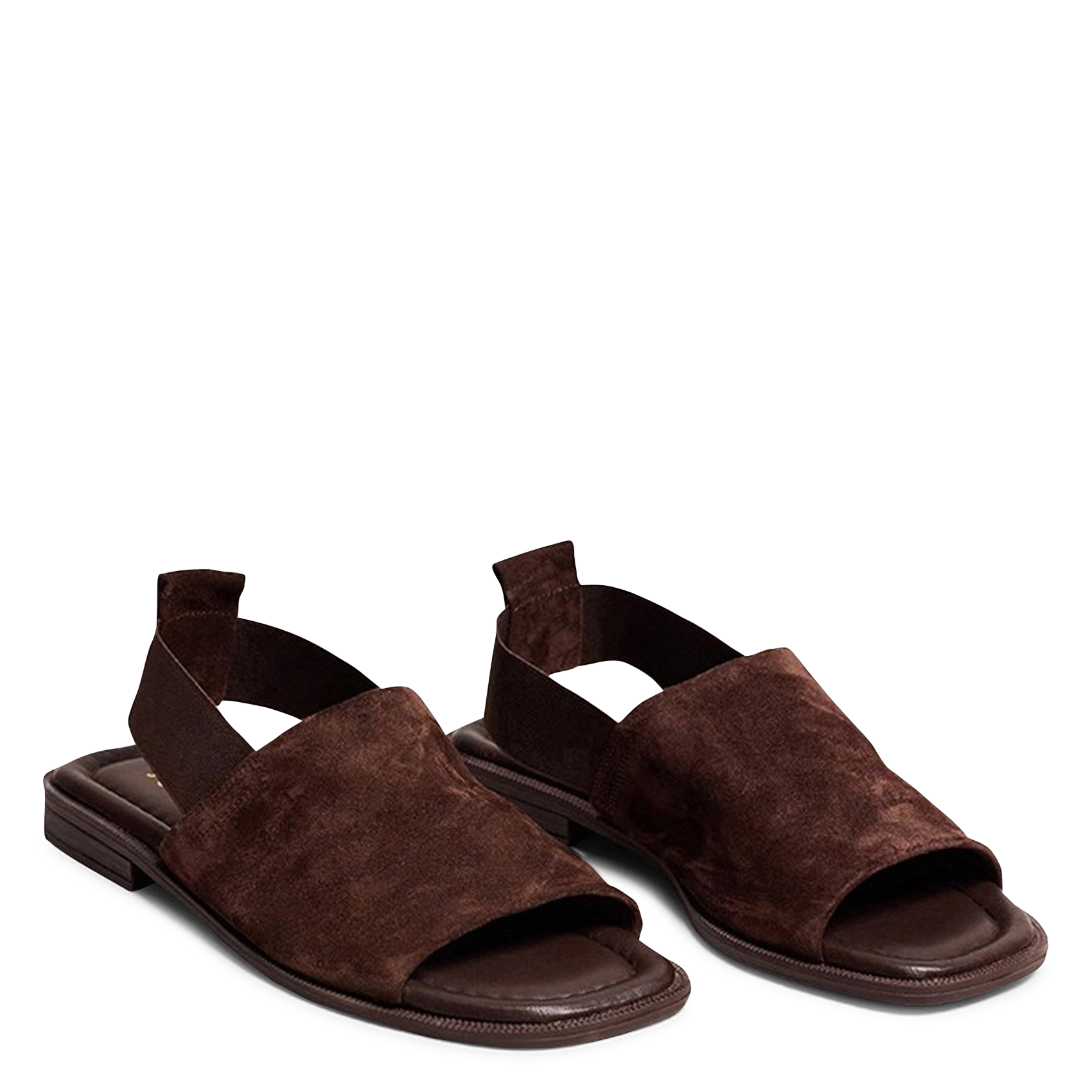 Sandales plates en cuir suédé JONAK Marron