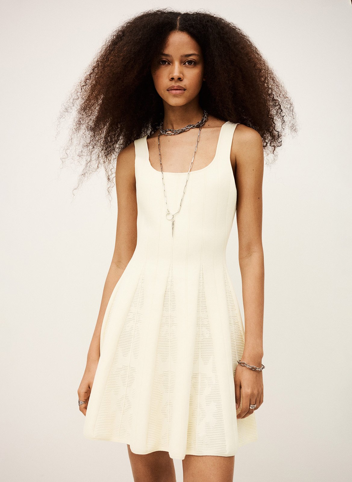 Robe courte col caré BA&SH Beige