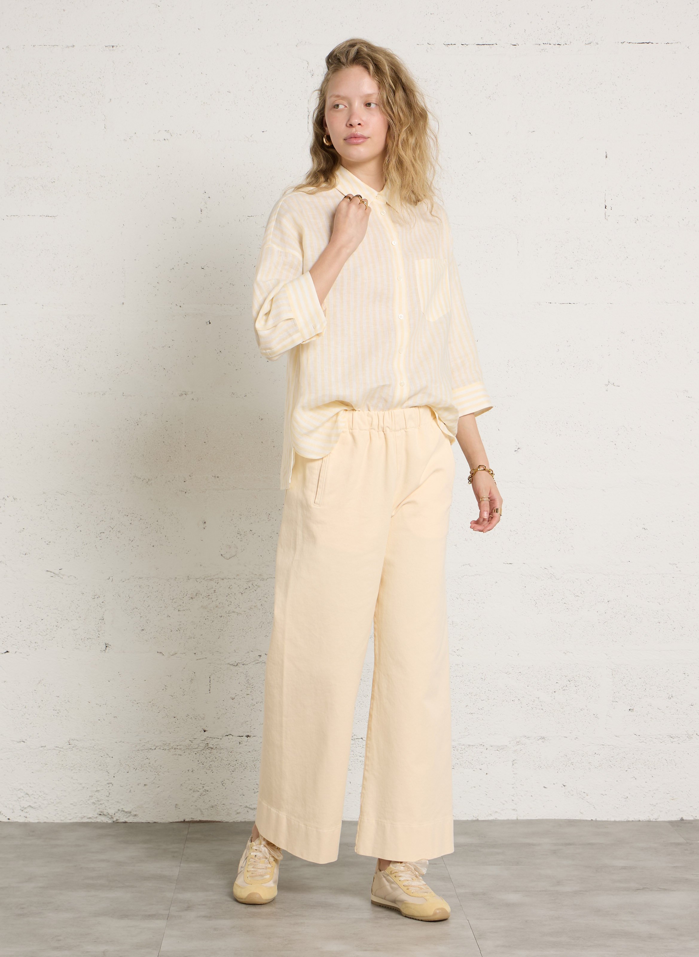 Chemise ample rayée en lin MAX MARA WEEK END Jaune
