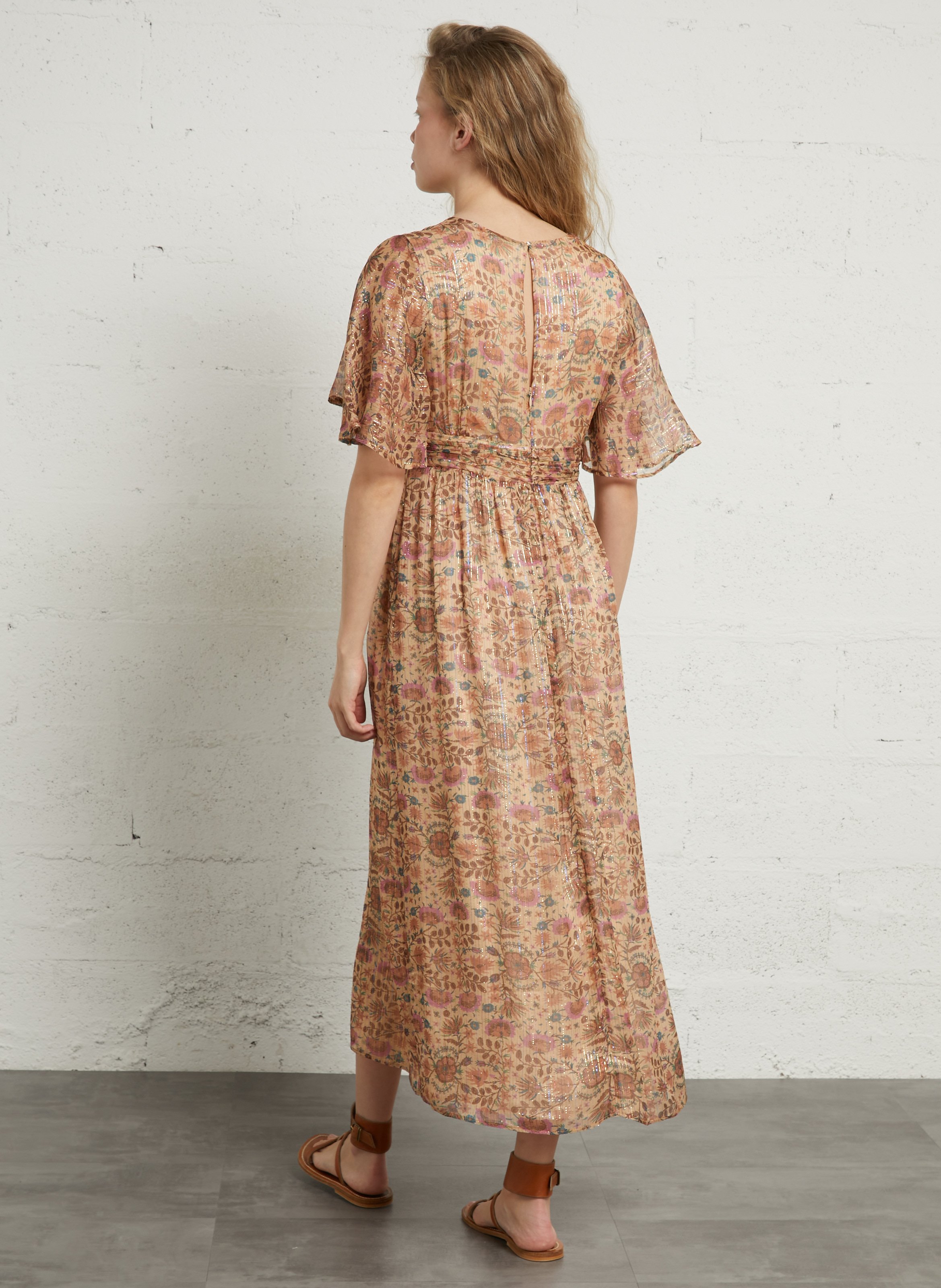 Lange jurk met print MAISON 123 Beige