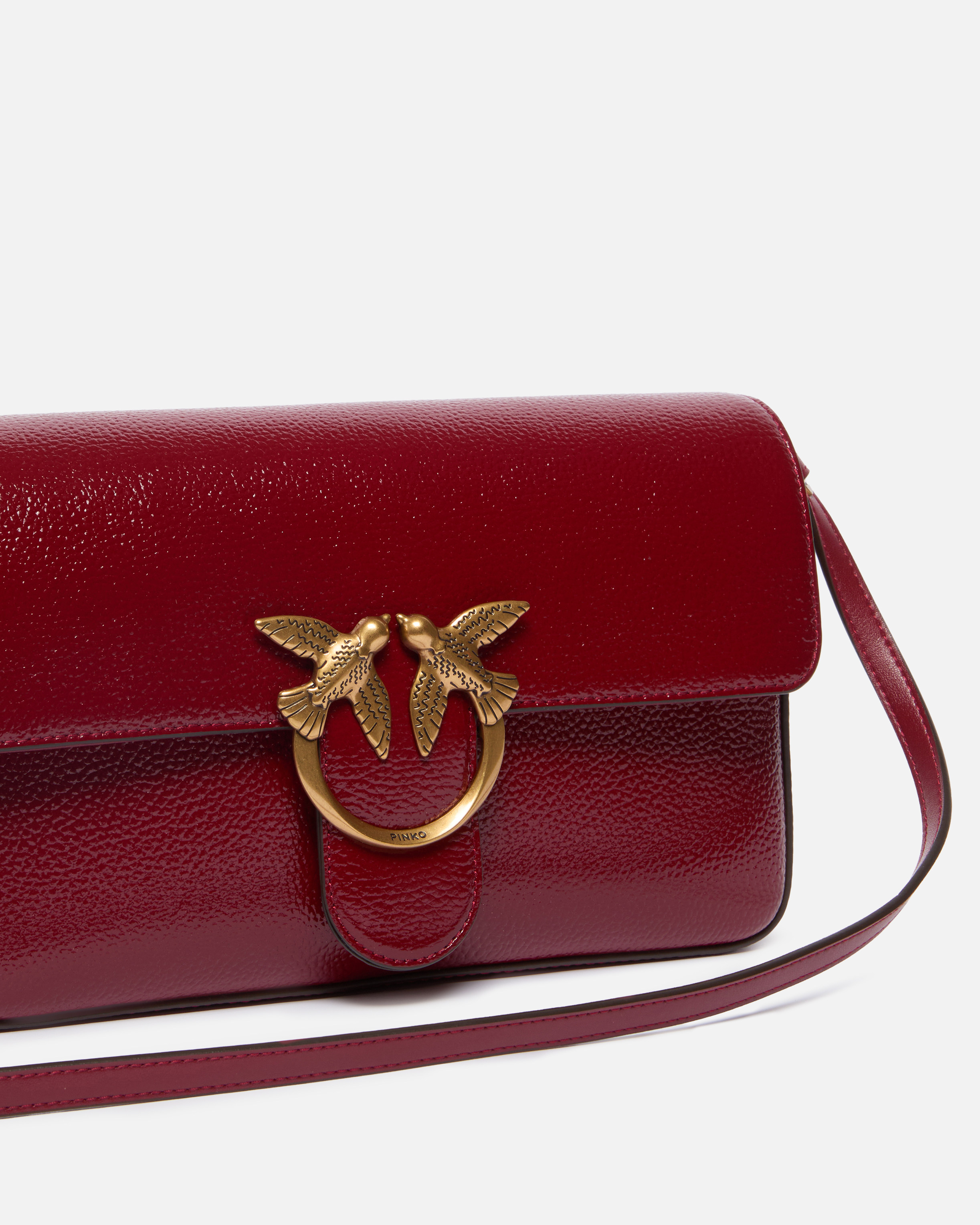 Sac porté épaule moyen love bag one slouchy en cuir foulonné PINKO Rouge