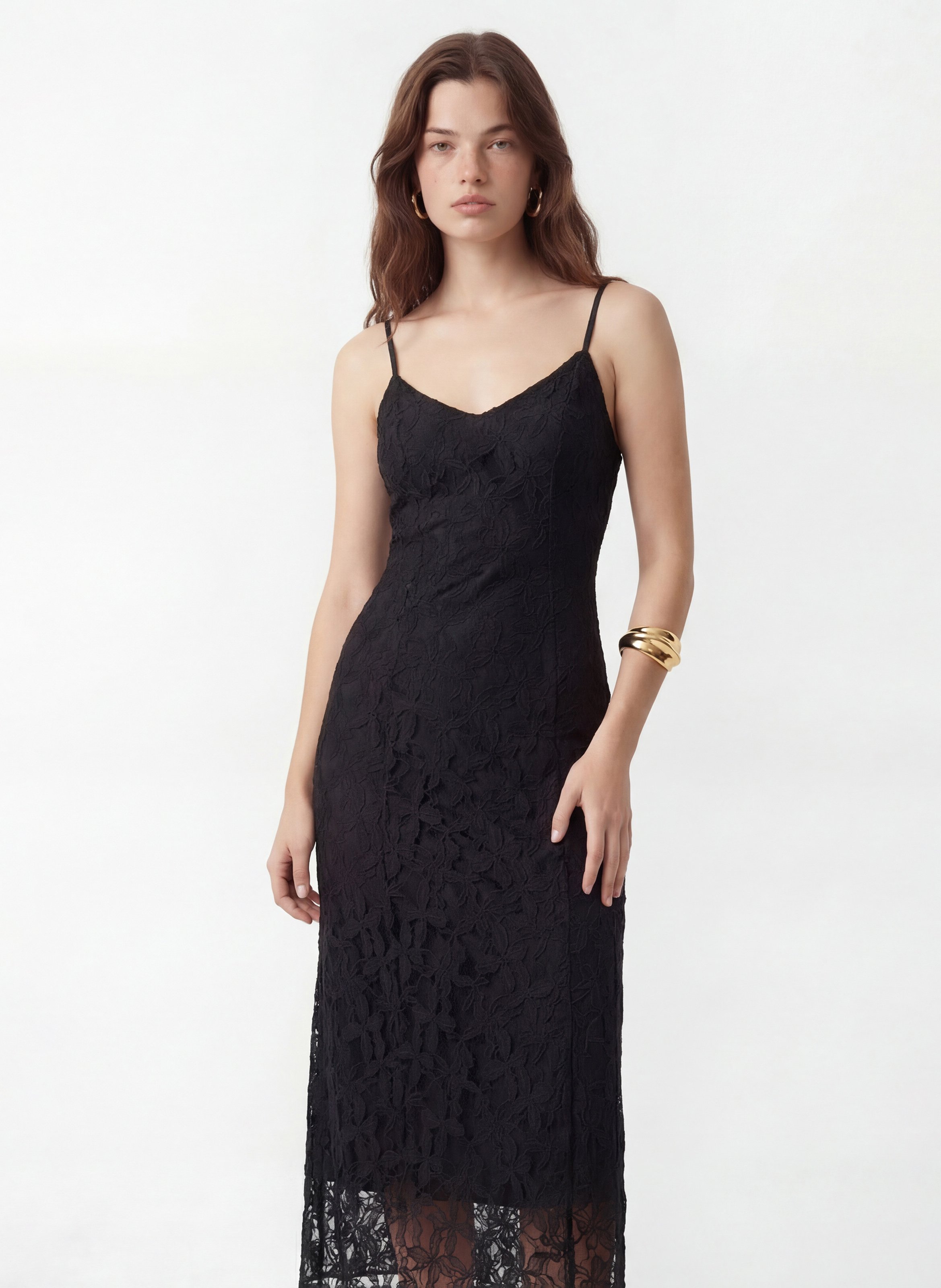 Fitted long dress with lace KOOKAI Black