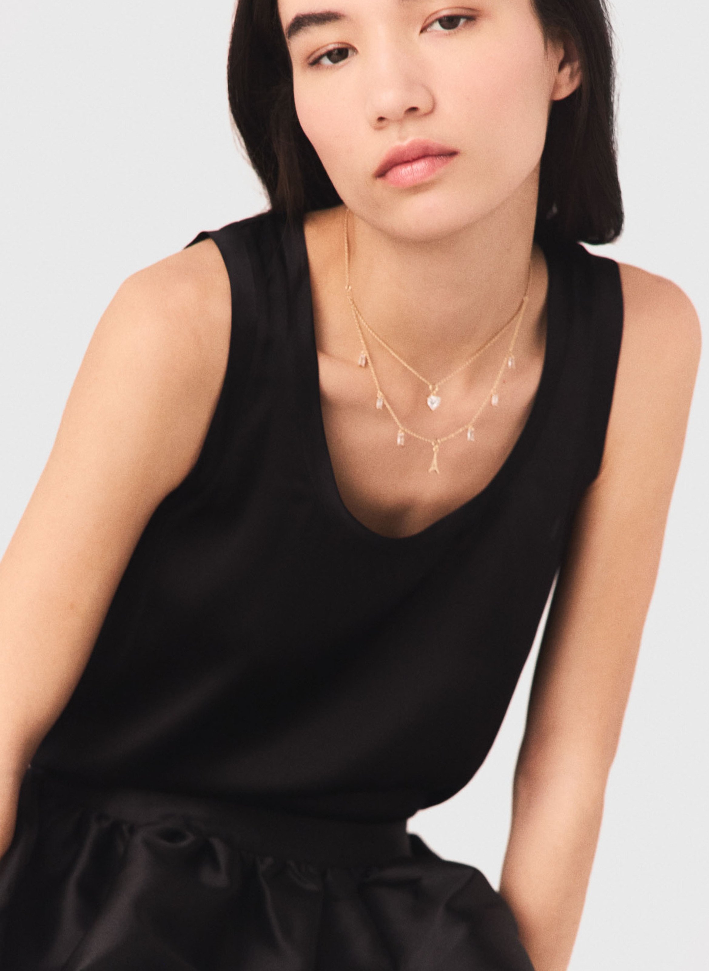 Strass ketting met kettingen MAJE Goudkleurig