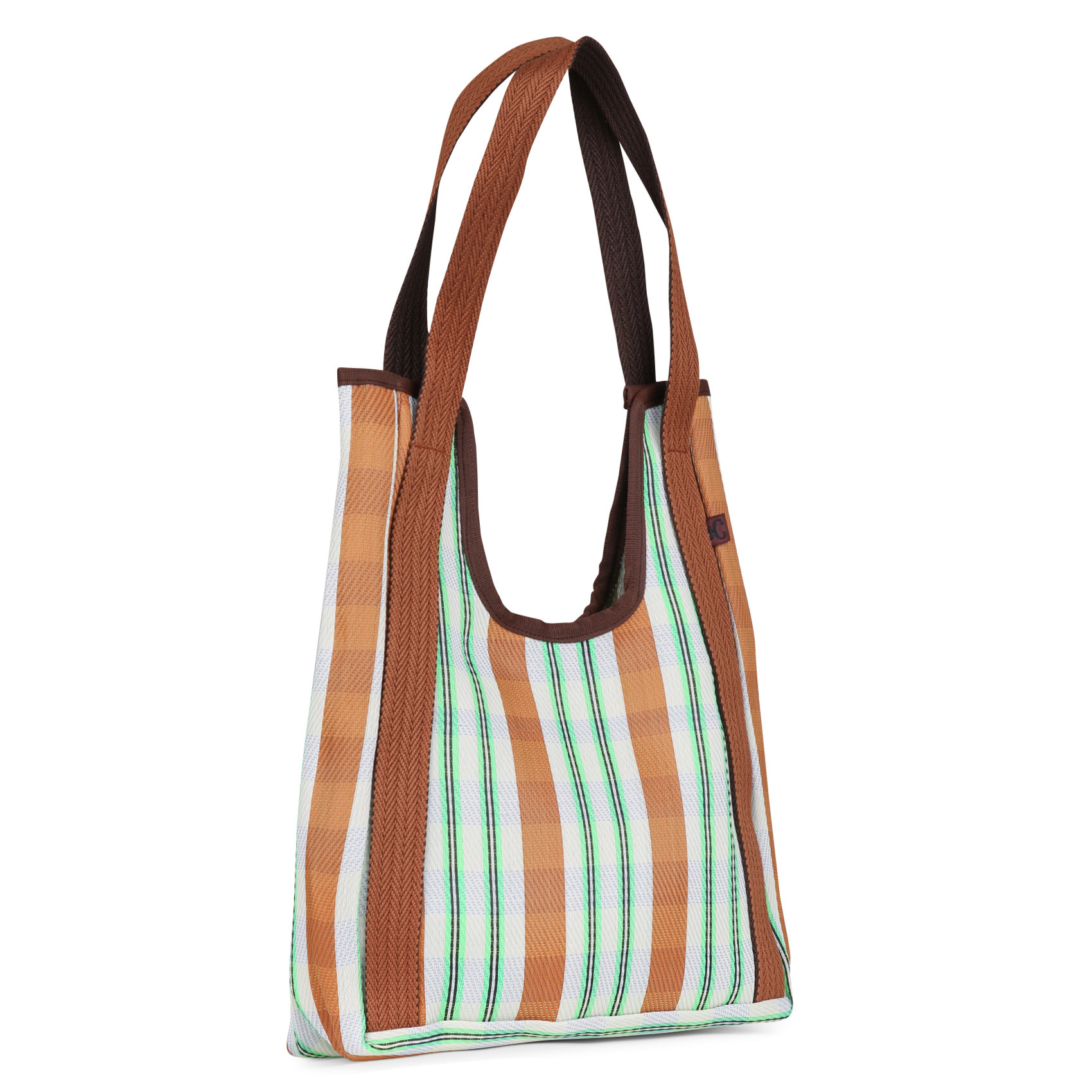 Sac à rayures multicolores BABACHIC BAGS Marron