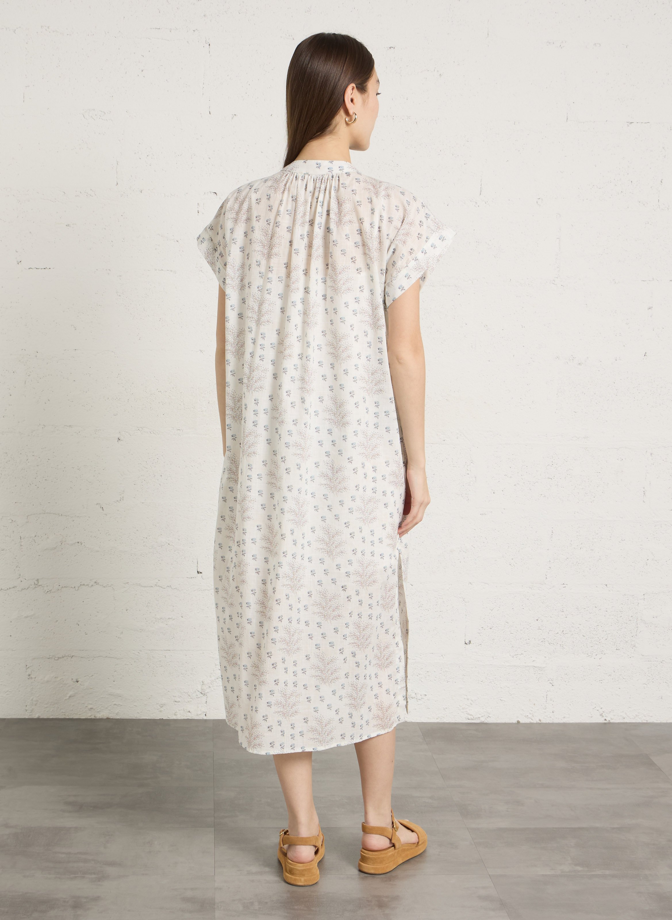 Long loose-fit printed dress HOD PARIS White