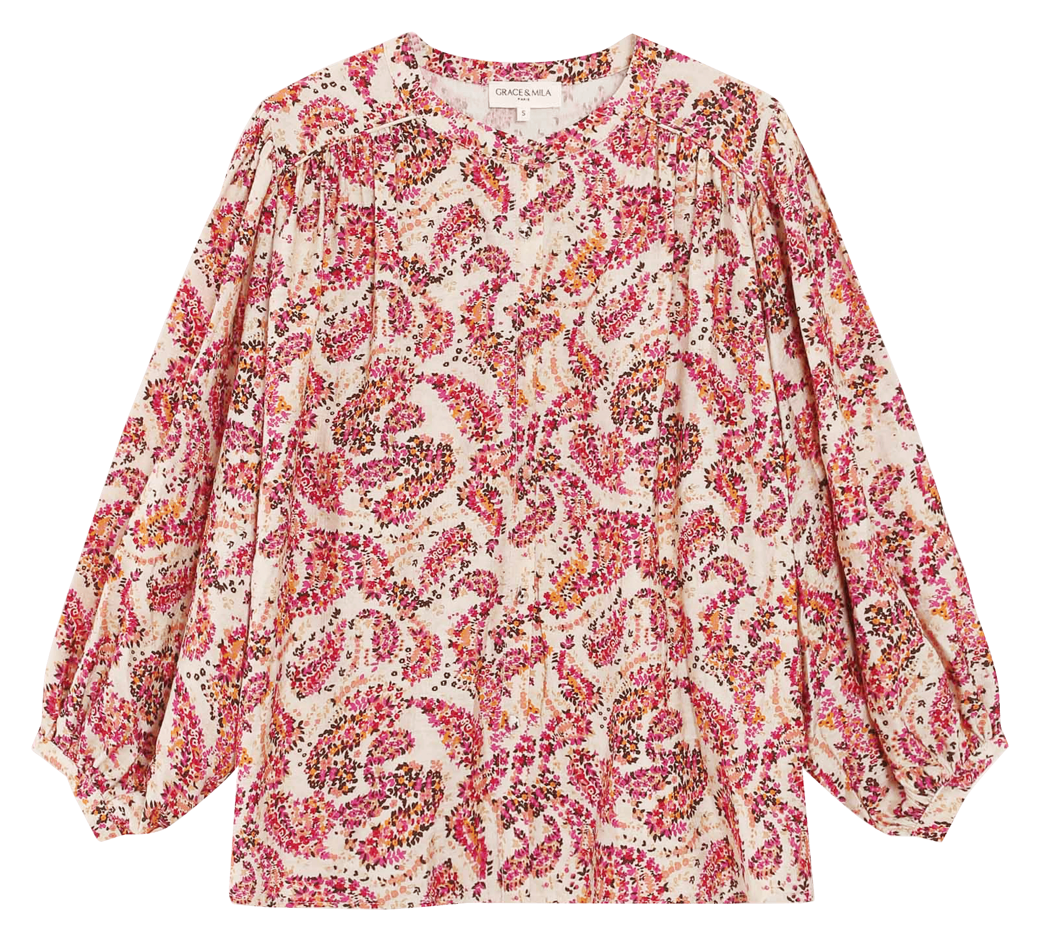 Oversized T-shirt met ronde hals en print GRACE ET MILA Oranje