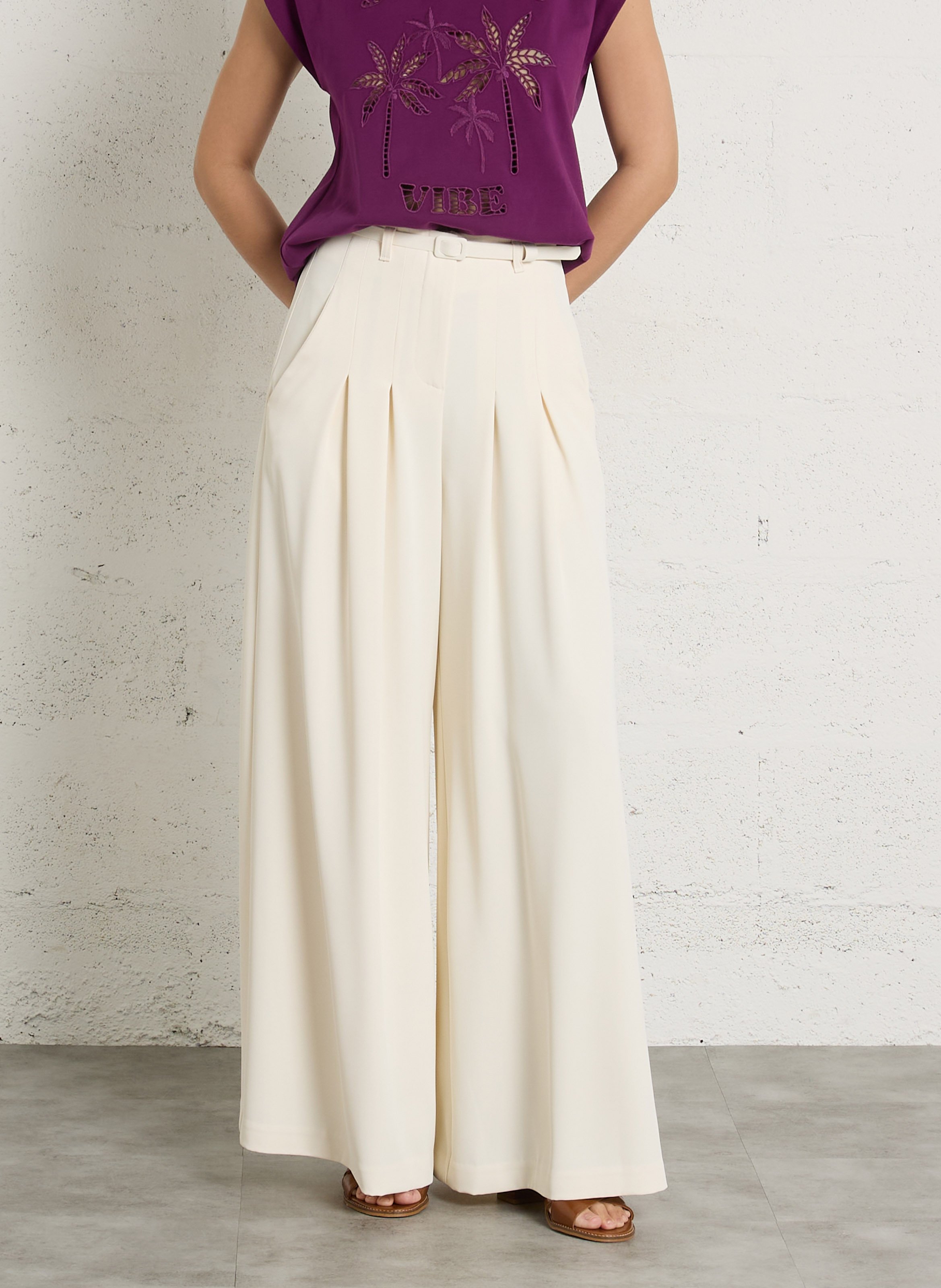 Azawood high-waisted wide-leg trousers IMPERIAL White