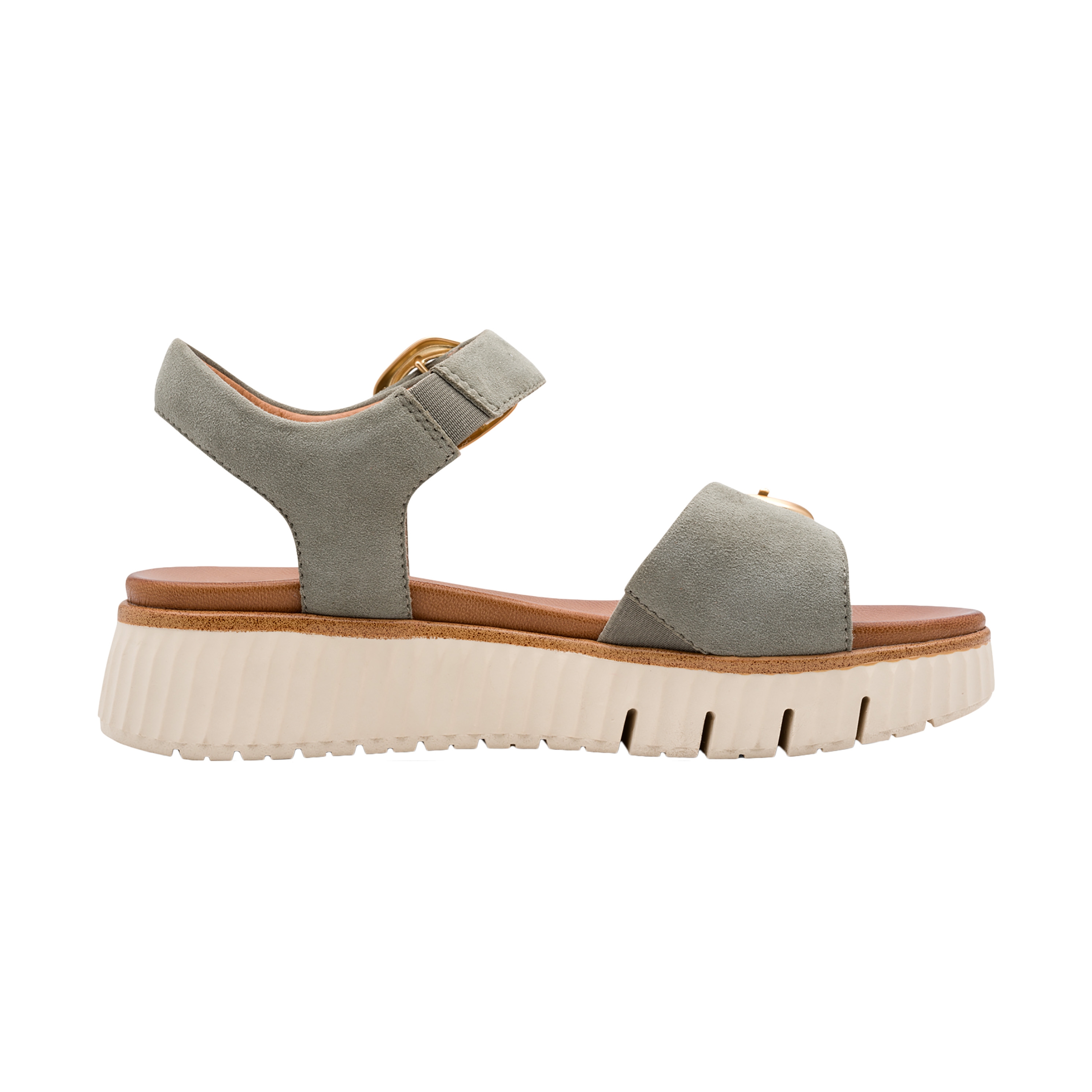 Leather comfort wedge sandals TAMARIS Green