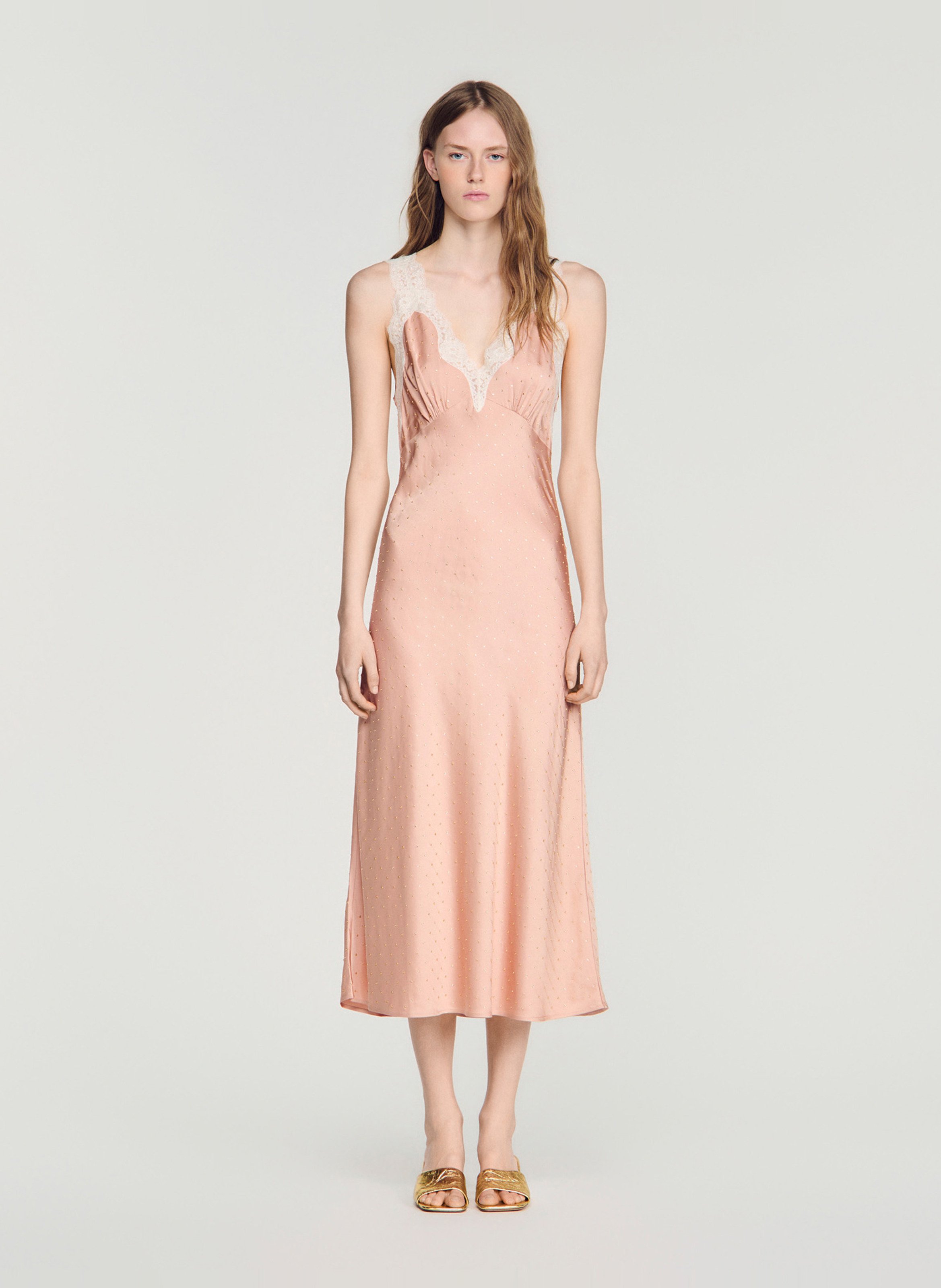 Midi-jurk met strass SANDRO Beige