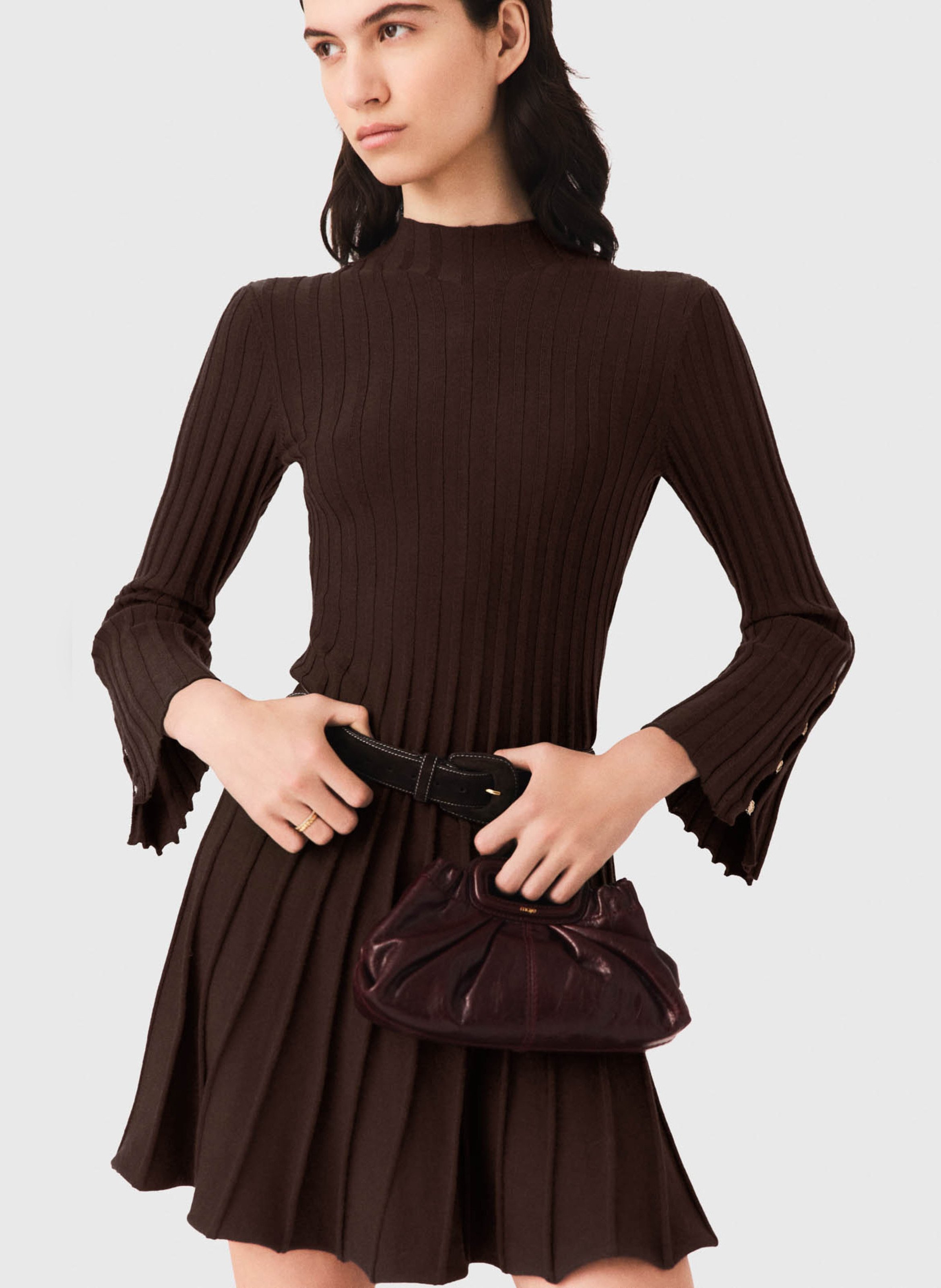 Robe courte cintrée col montant | Marron MAJE Femme