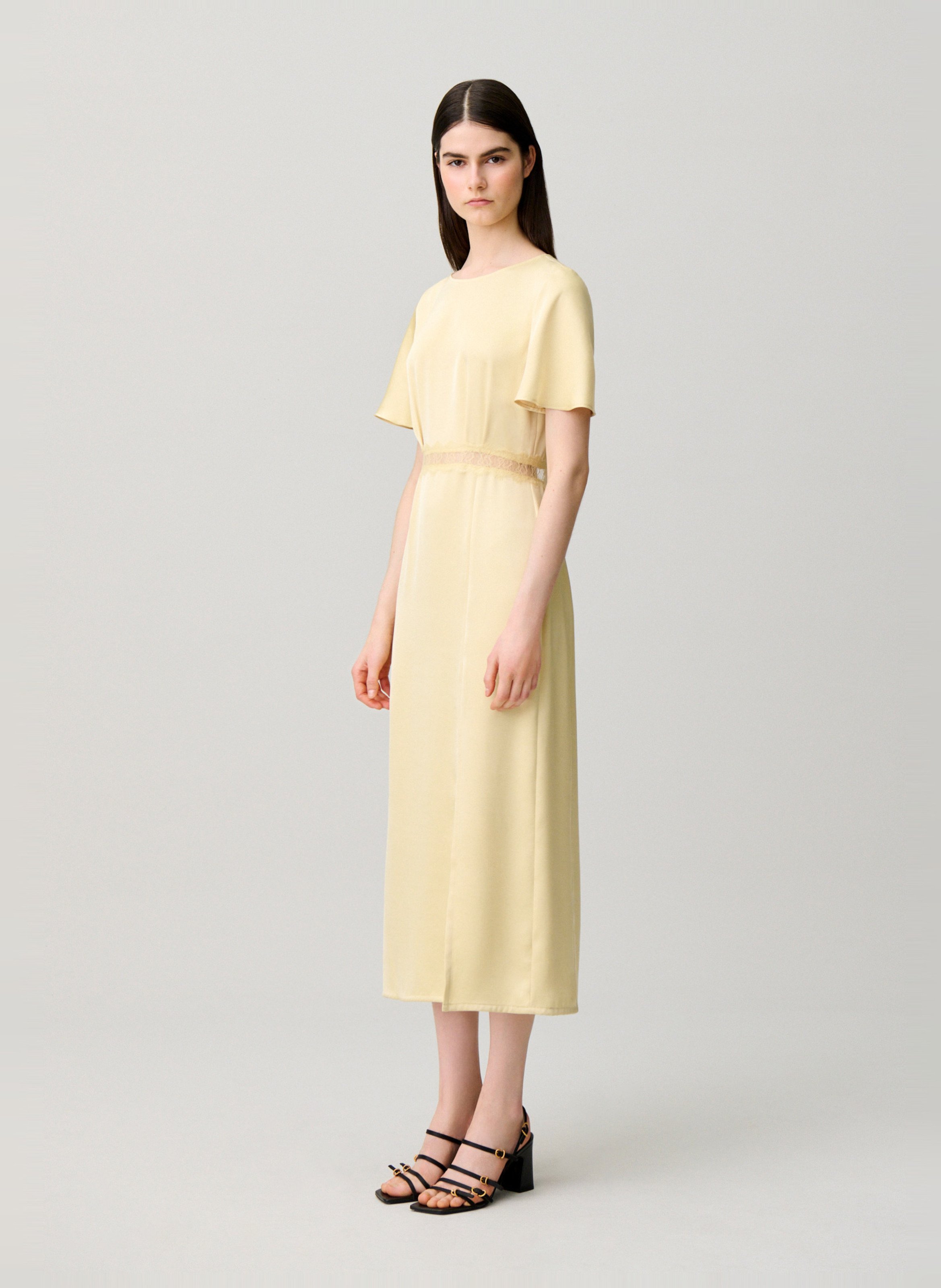 Lange jurk met ronde hals CLAUDIE PIERLOT Geel