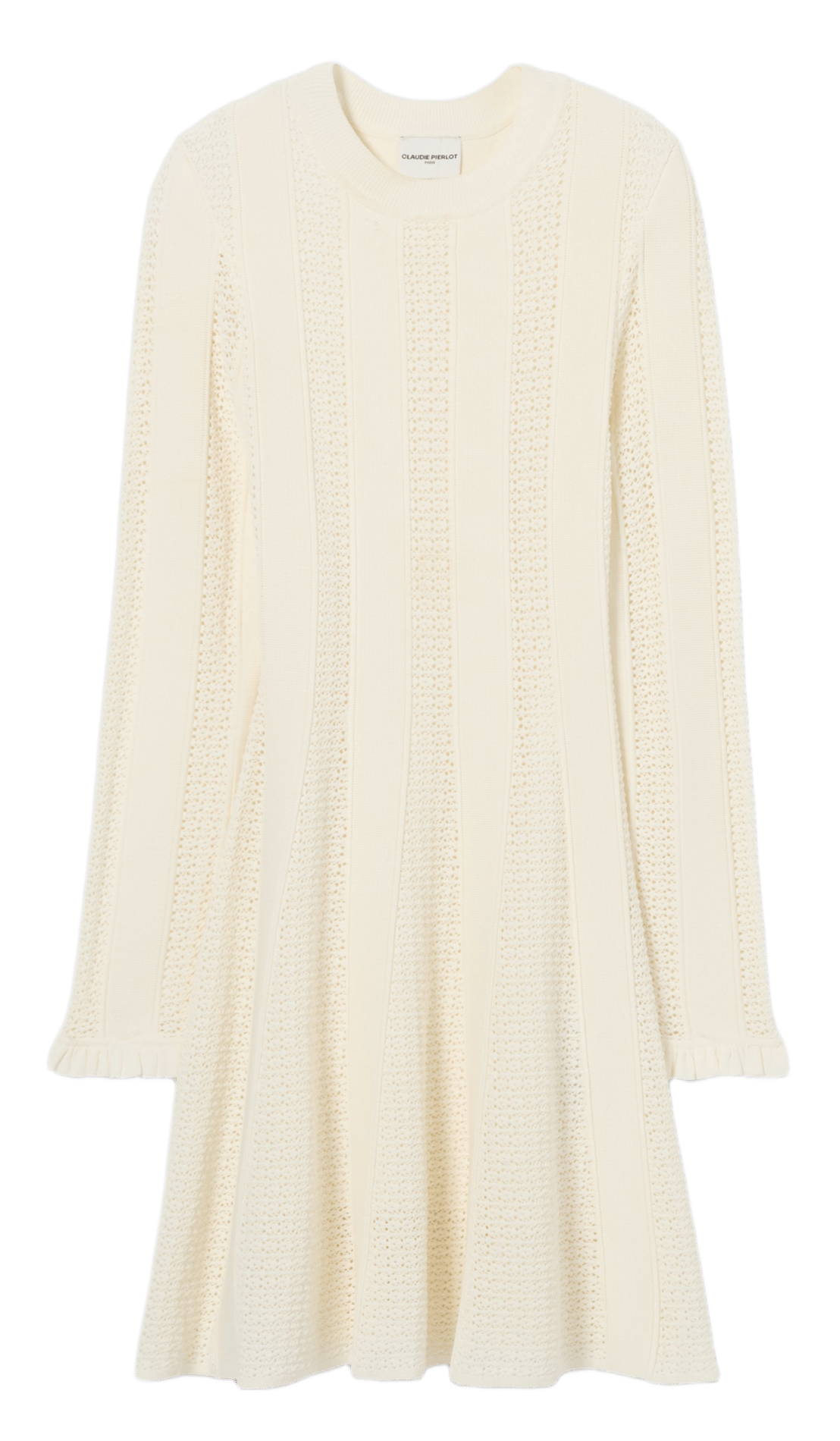 Halflange, gestreepte jurk CLAUDIE PIERLOT Beige