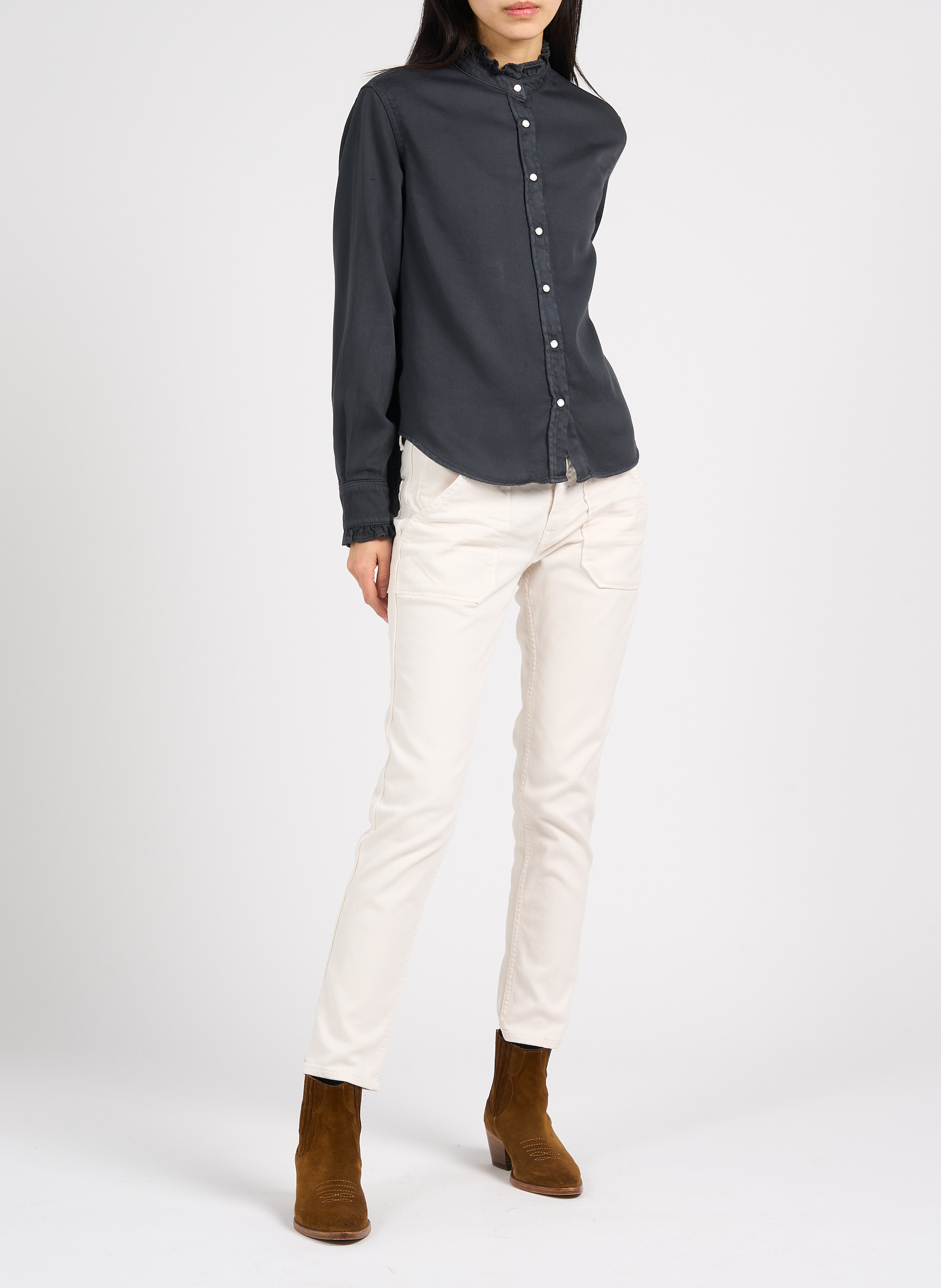 Cotton shirt with Victorian collar ACQUAVERDE Grey