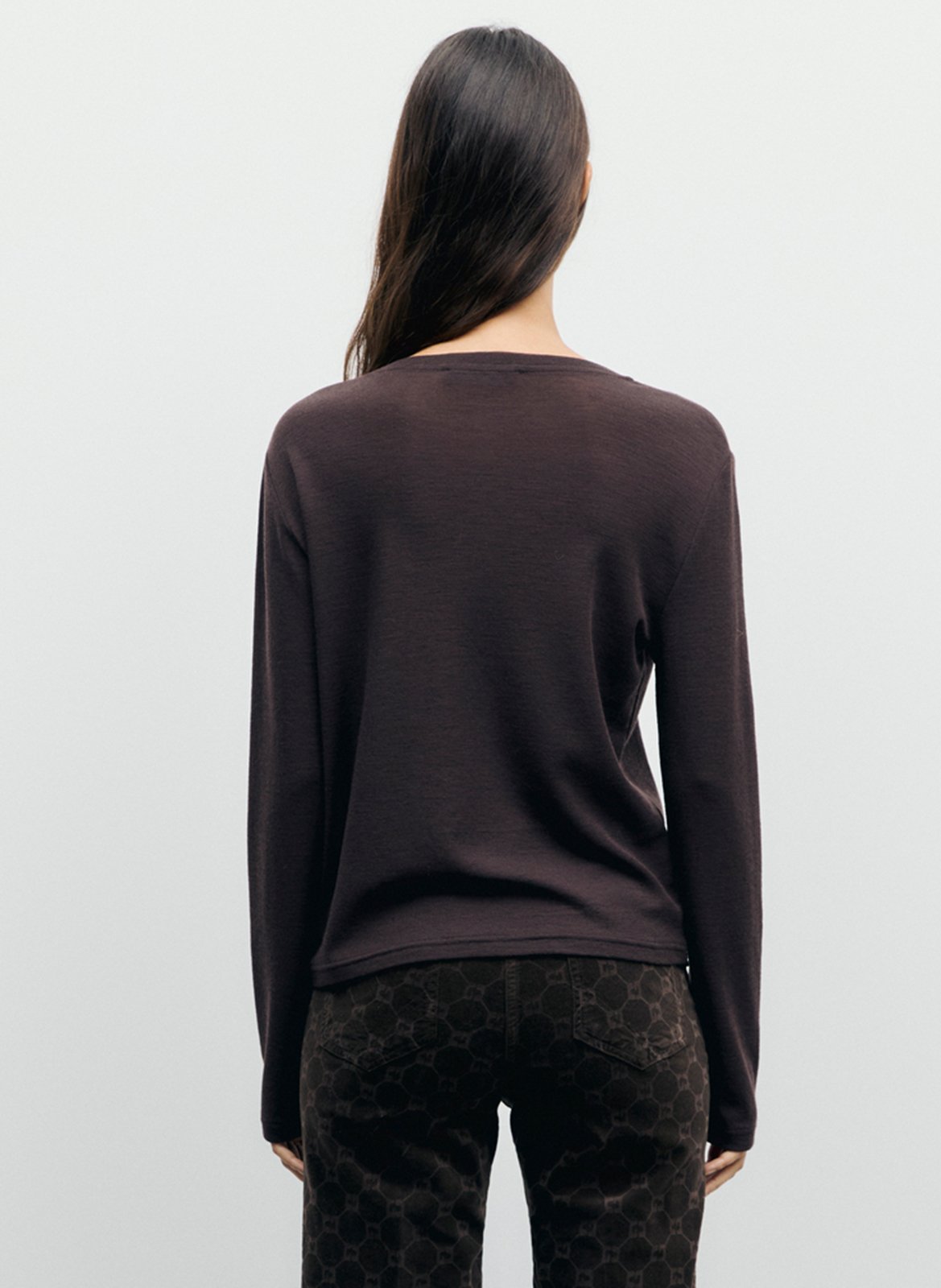 Tee-shirt fin boutonné en laine GERARD DAREL Marron