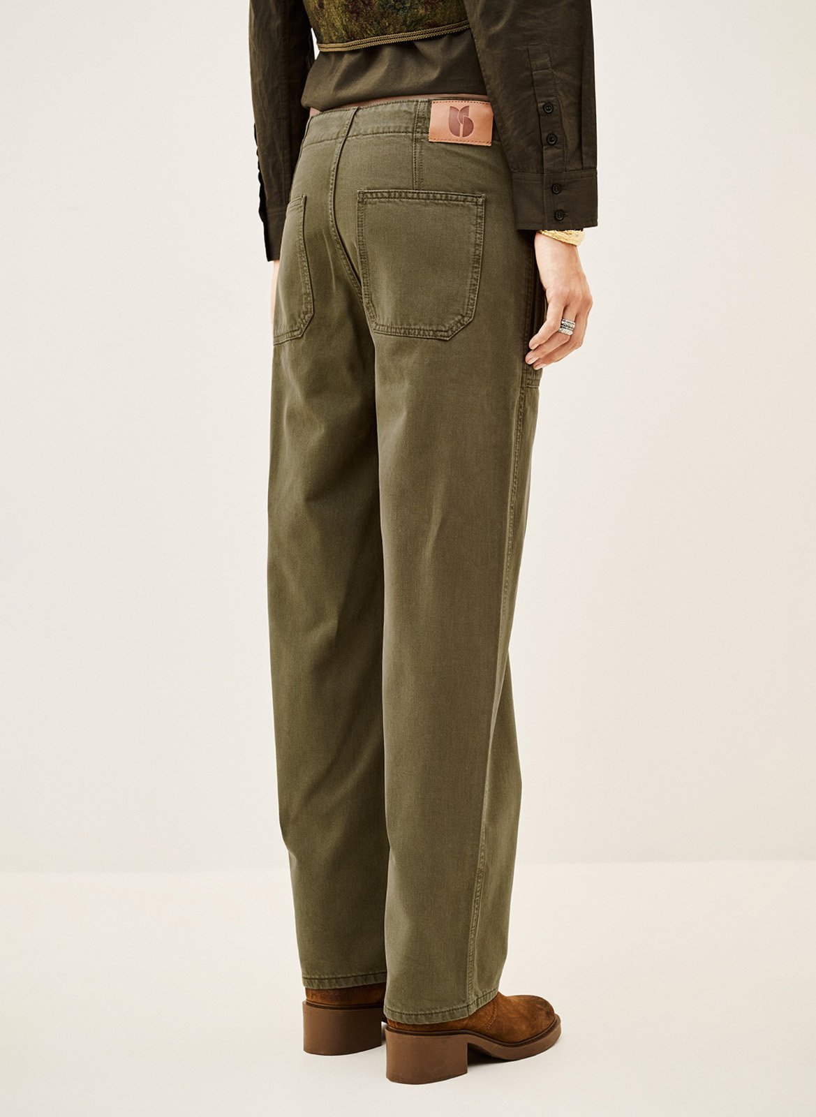 Pantalon droit en coton BA&SH Kaki