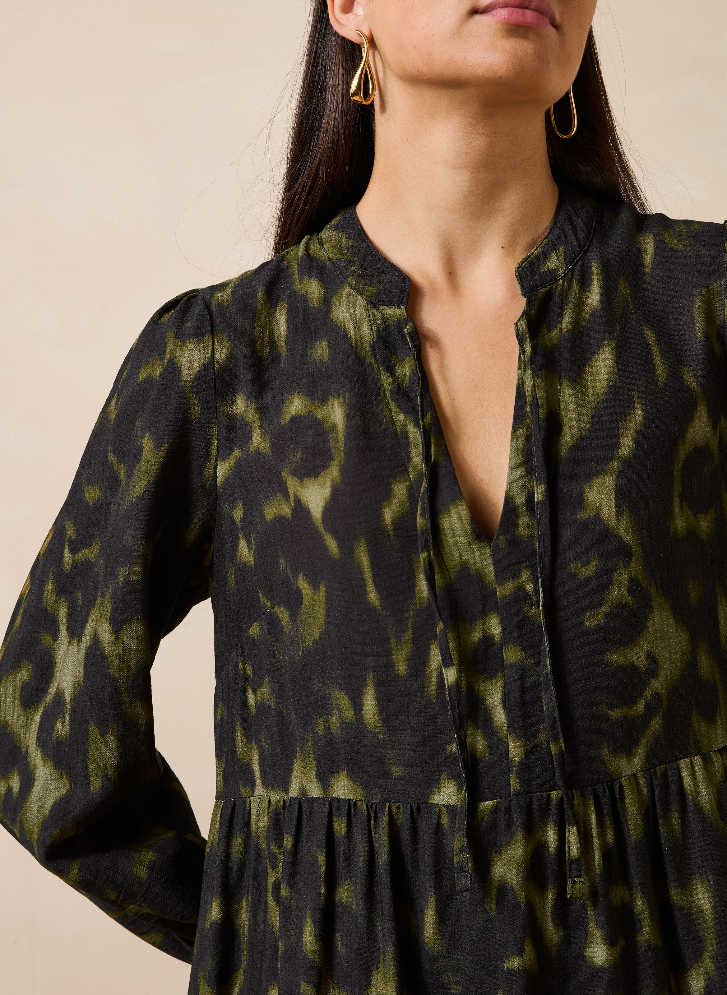 Long loose-fit printed dress LA FEE MARABOUTEE Green