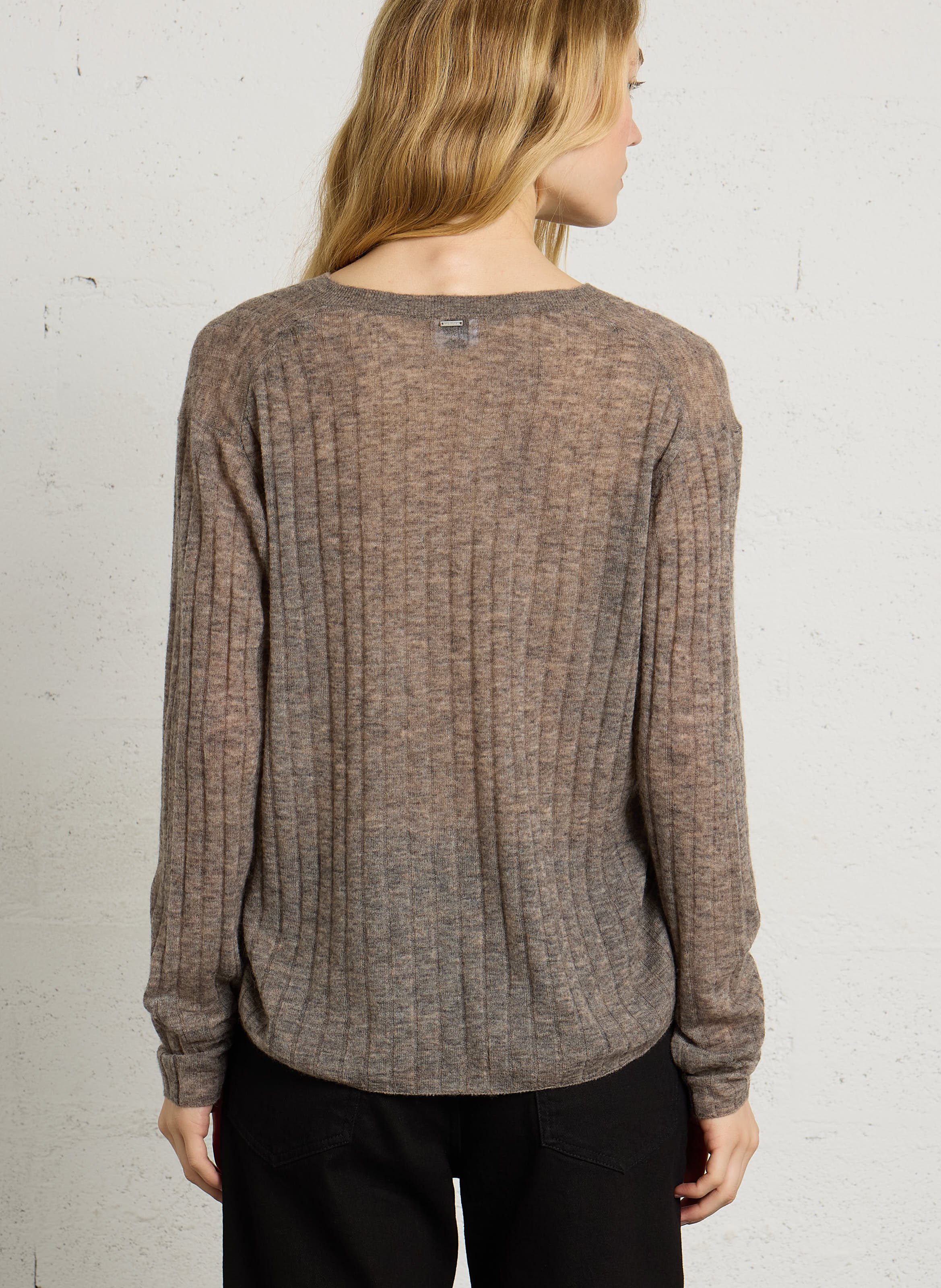 Ribbed wool blend oversized sweater IKKS Brown