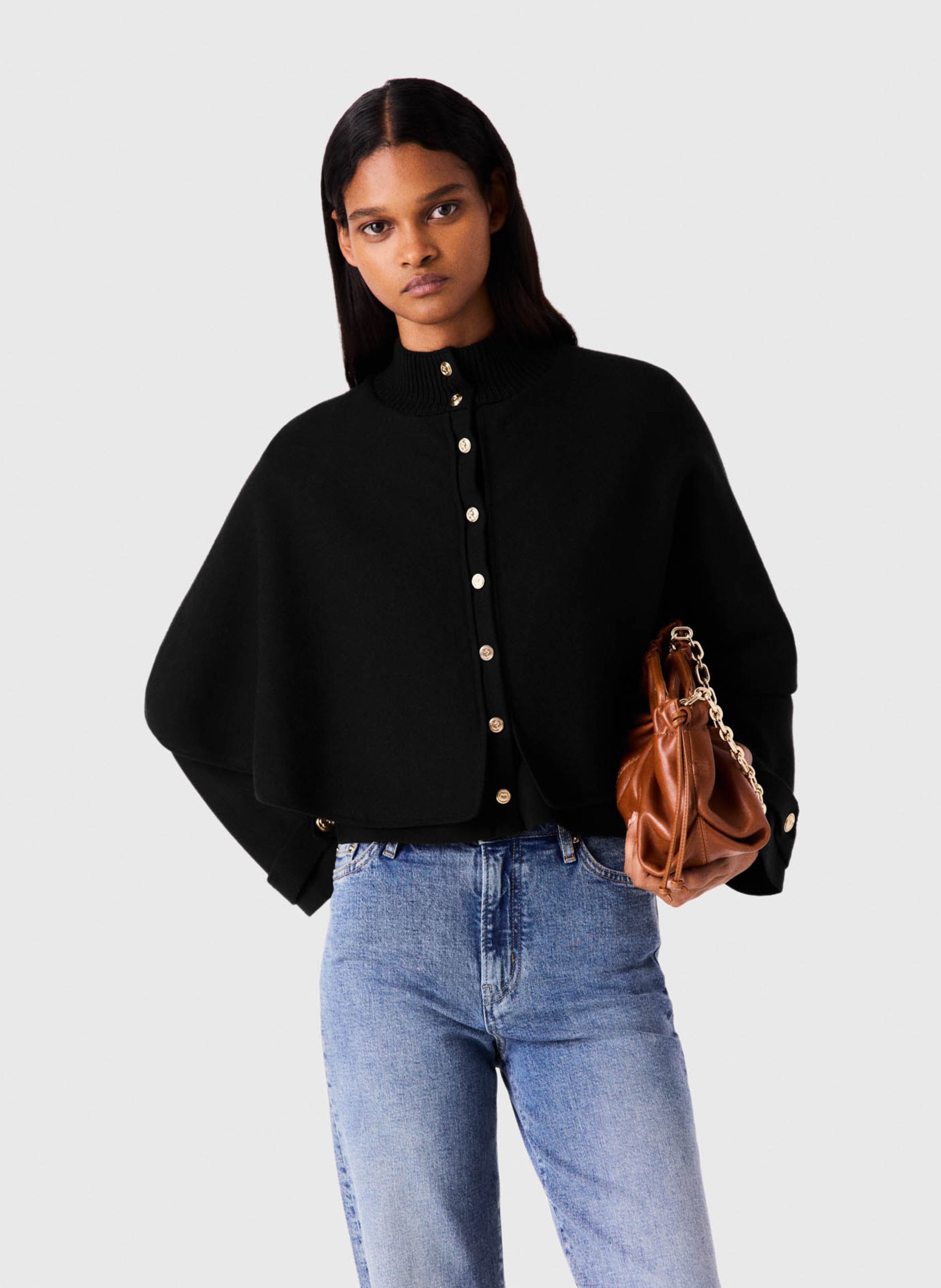 Gilet oversize col montant effet cape MAJE