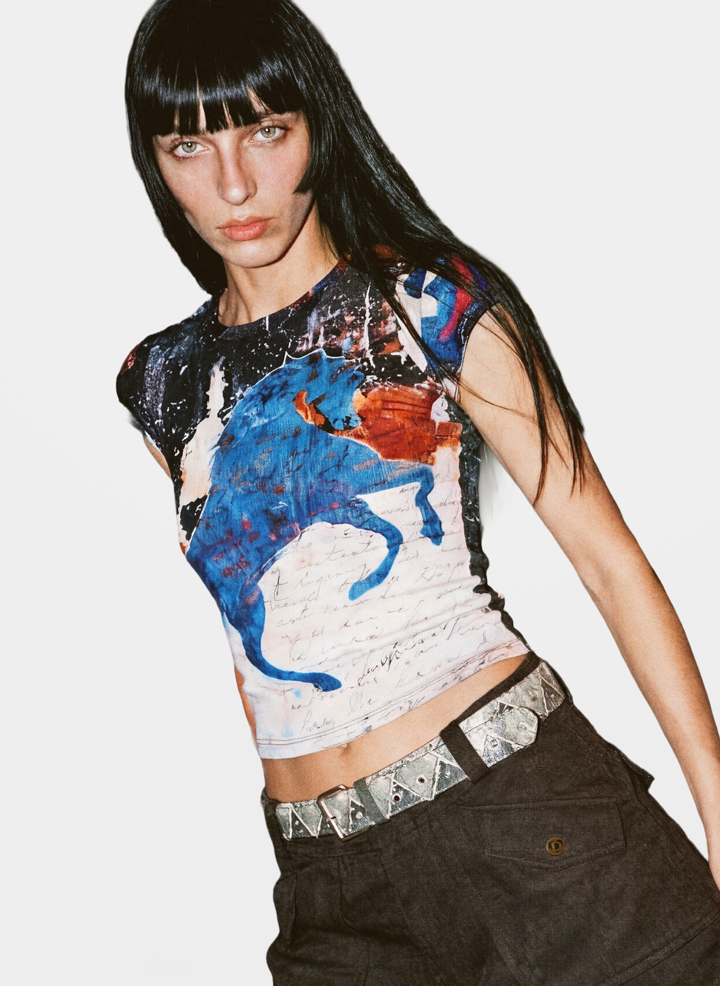 Tee-shirt col rond imprimé DESIGUAL Gris