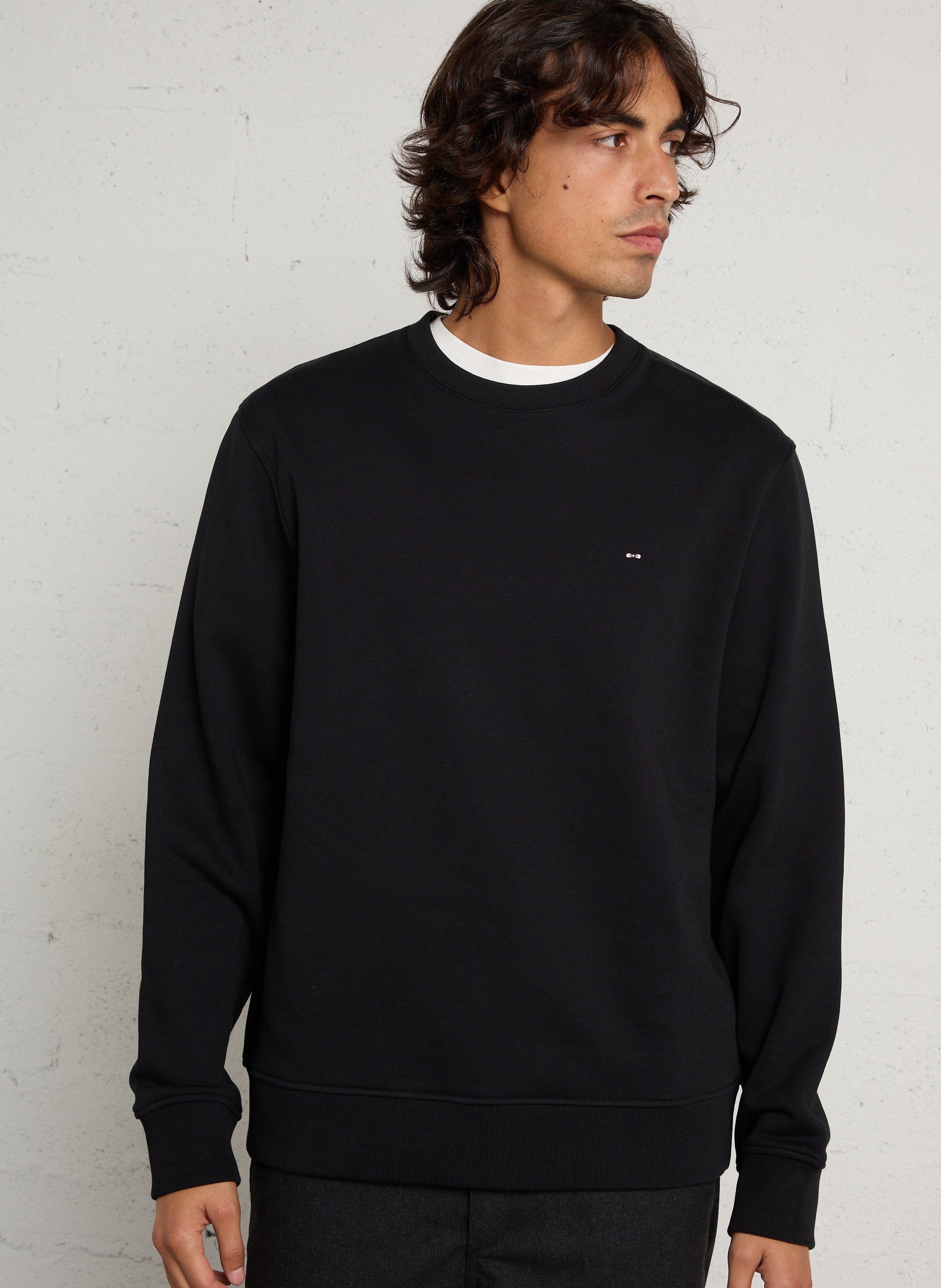Runder gerader einfarbiger Sweater EDEN PARK Schwarz