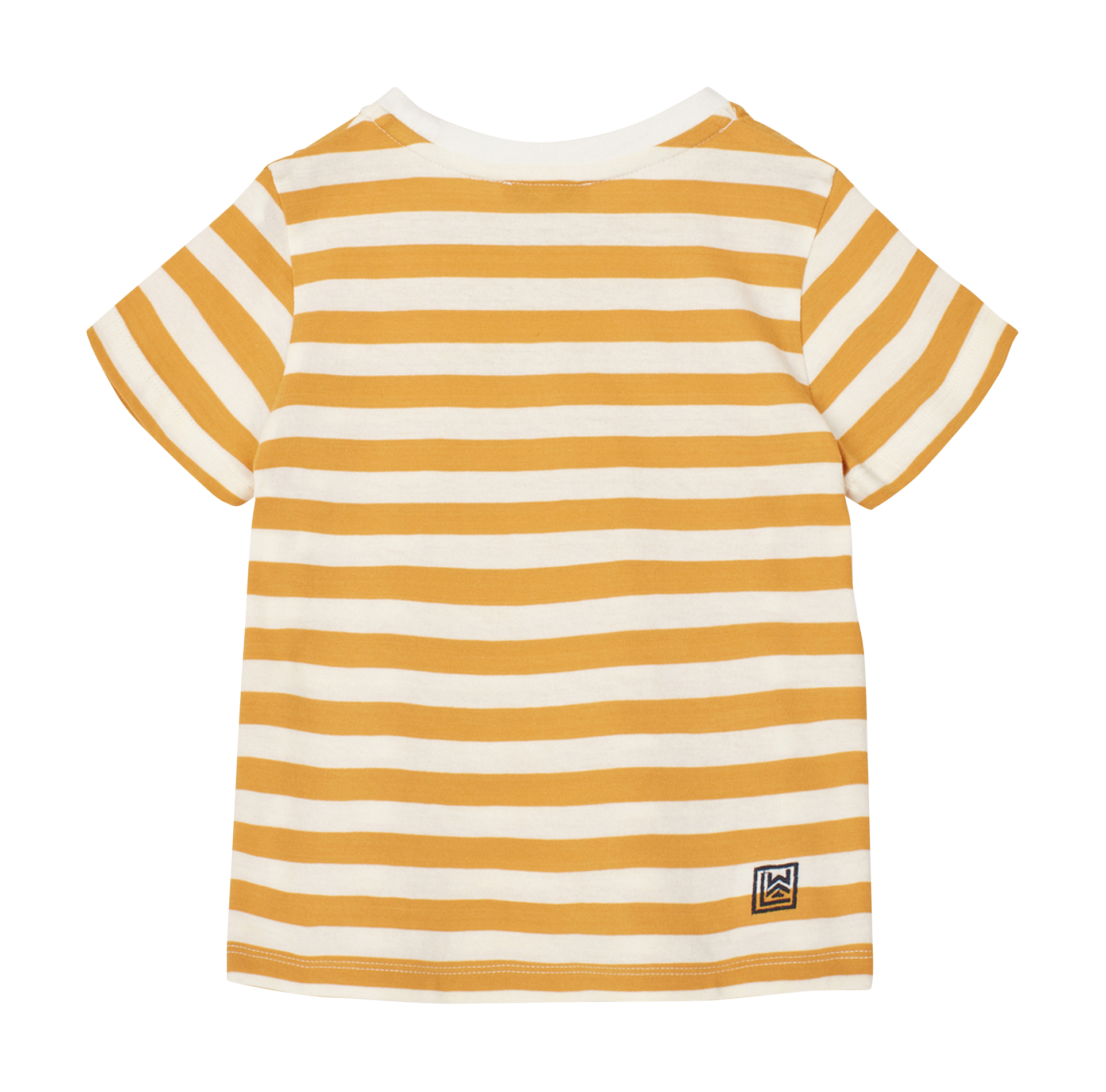T-shirt scollo tondo a righe in cotone bio Giallo