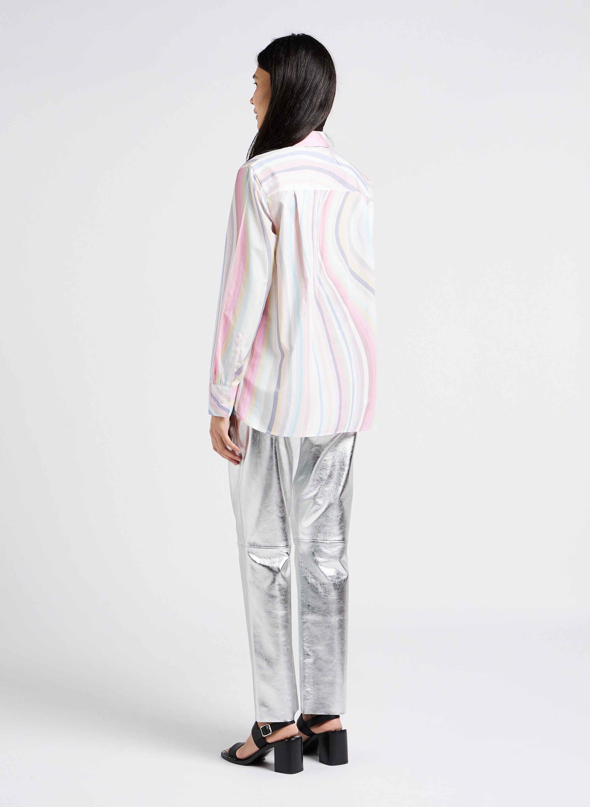 Loose-fit line stripe cotton shirt with cutaway collar PAUL SMITH Multicolored