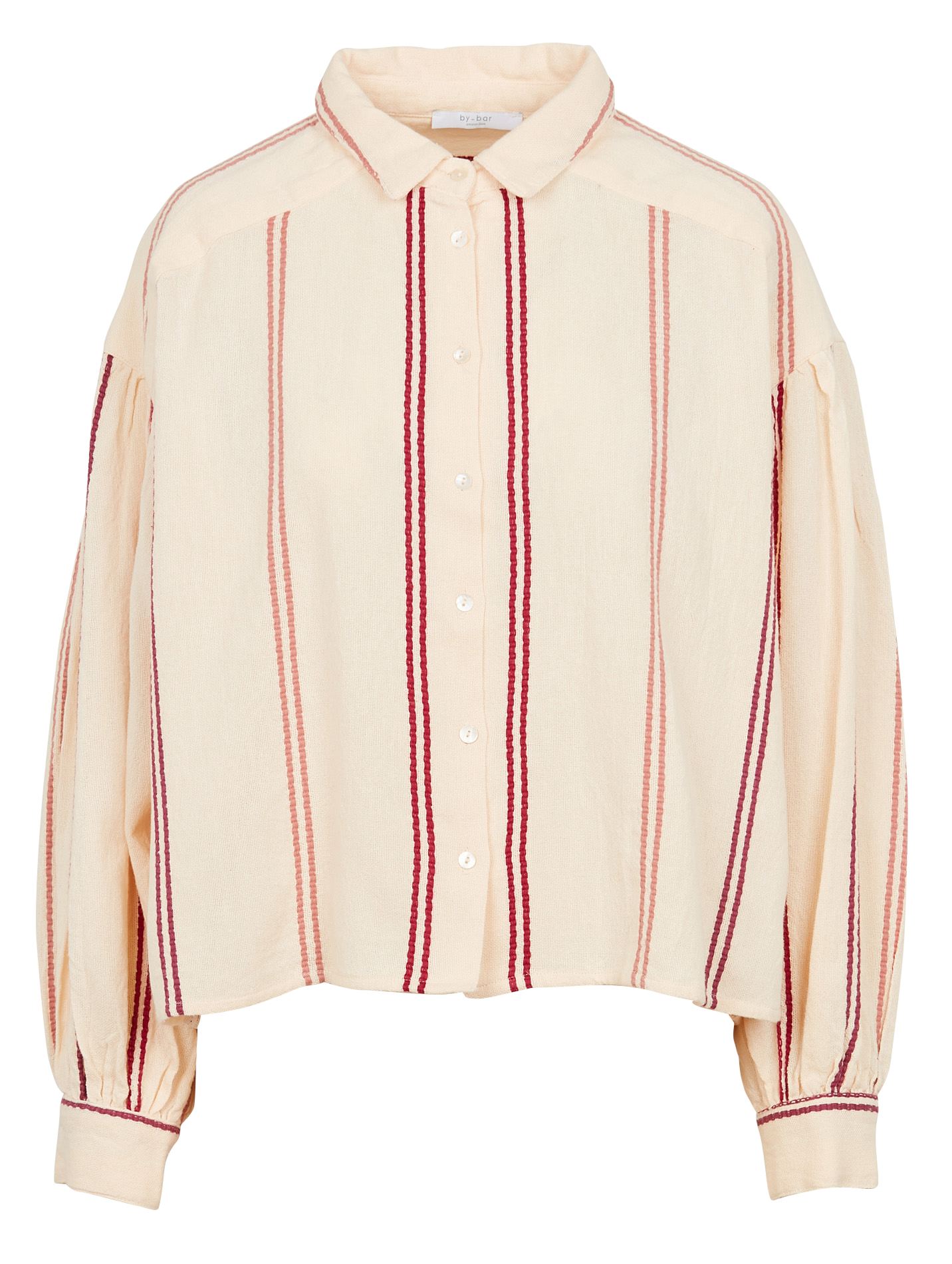 Cropped striped cotton shirt BY BAR Red