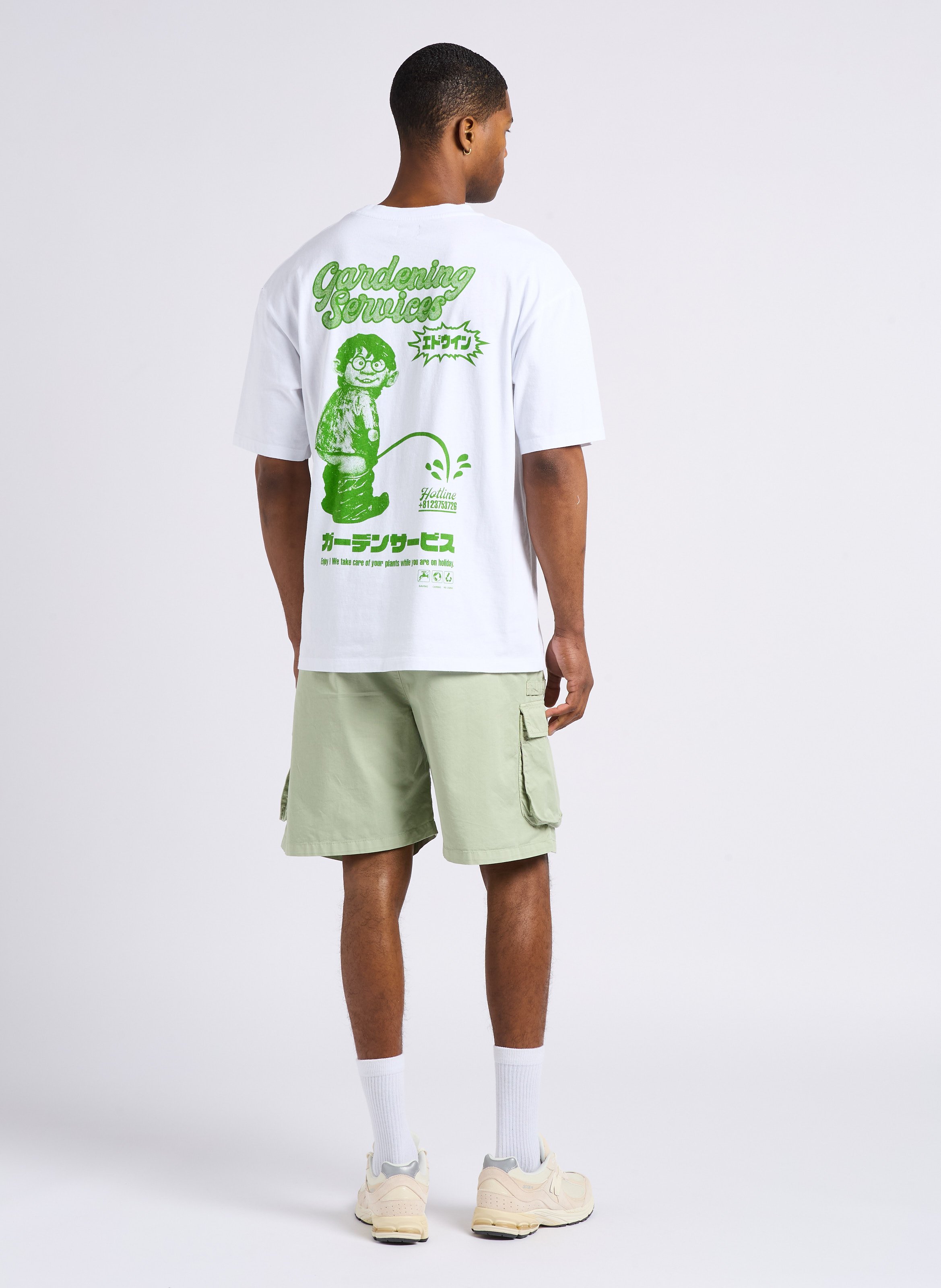 Short cotton twill cargo Beige