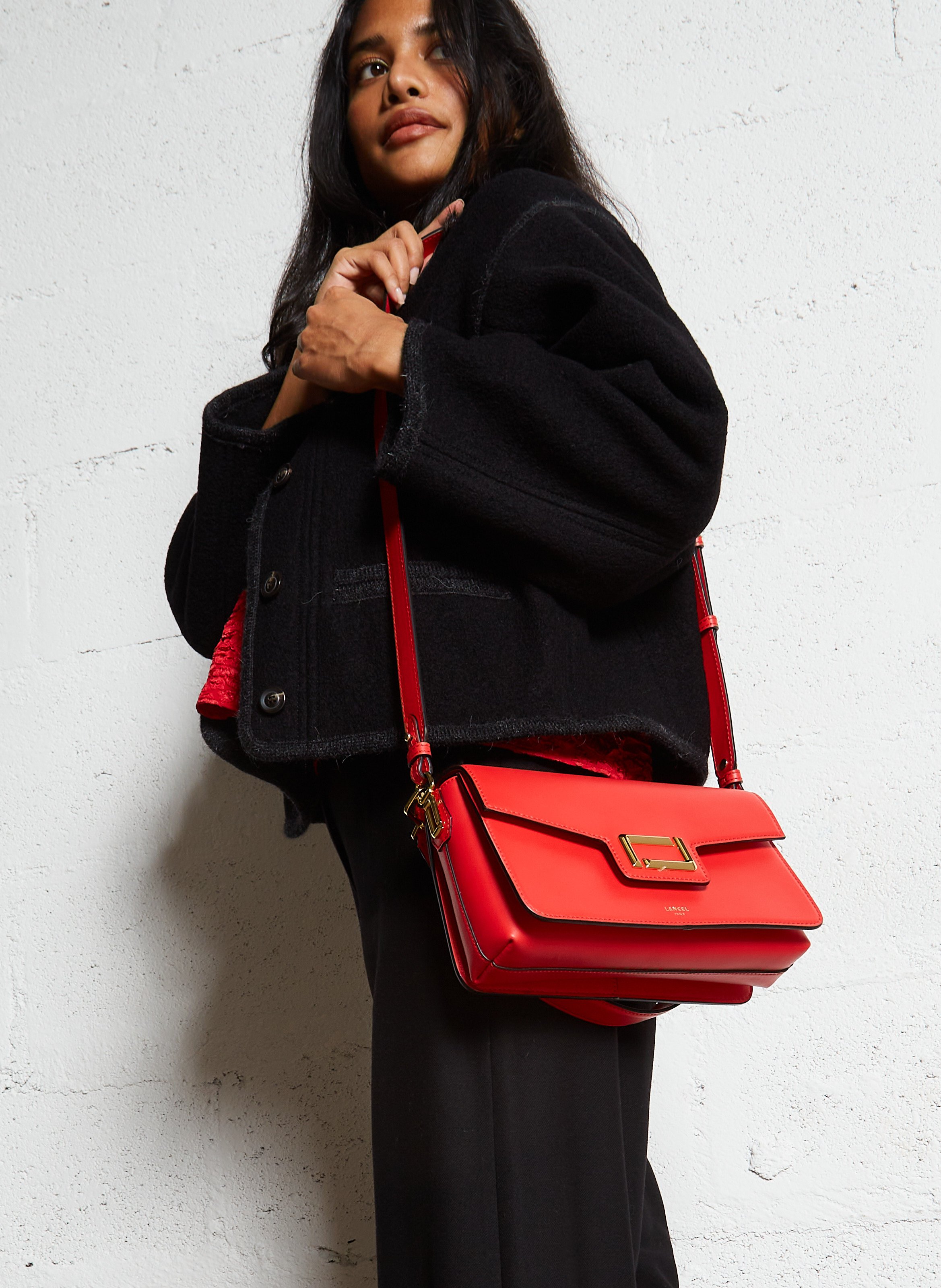 Sac bandoulière à rabat en cuir  LANCEL Rouge