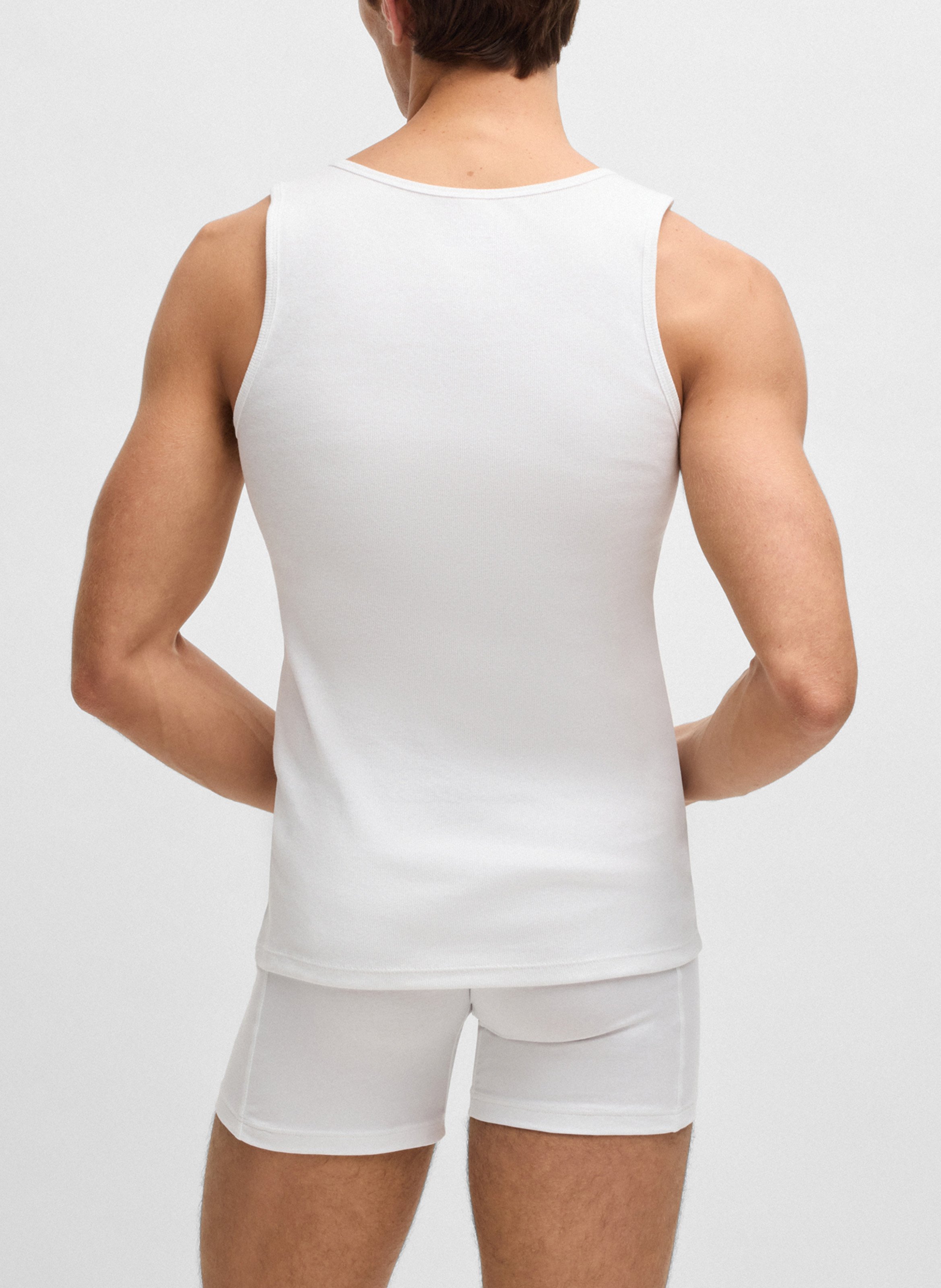 Set of three cotton tank tops BOSS White