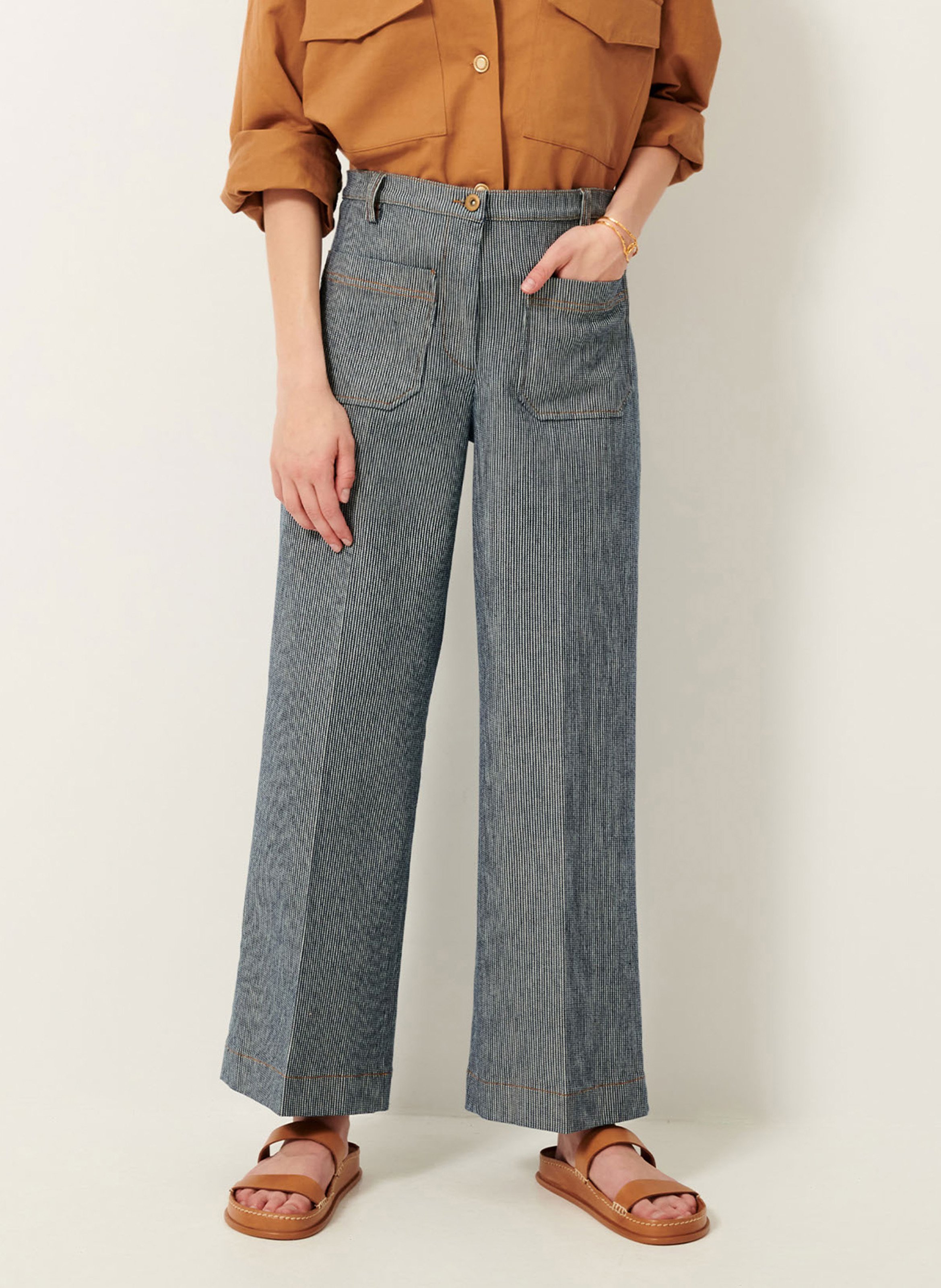 Pantalon droit en coton mélangé SESSUN Bleu