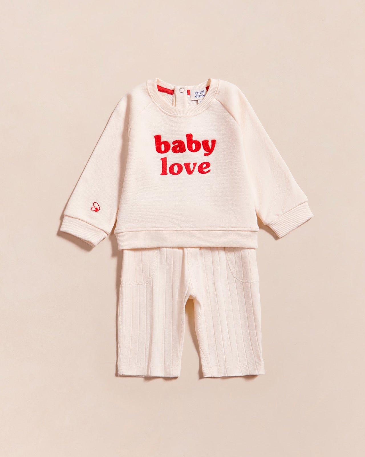 The embroidered baby love sweatshirt in organic cotton EMOI EMOI White