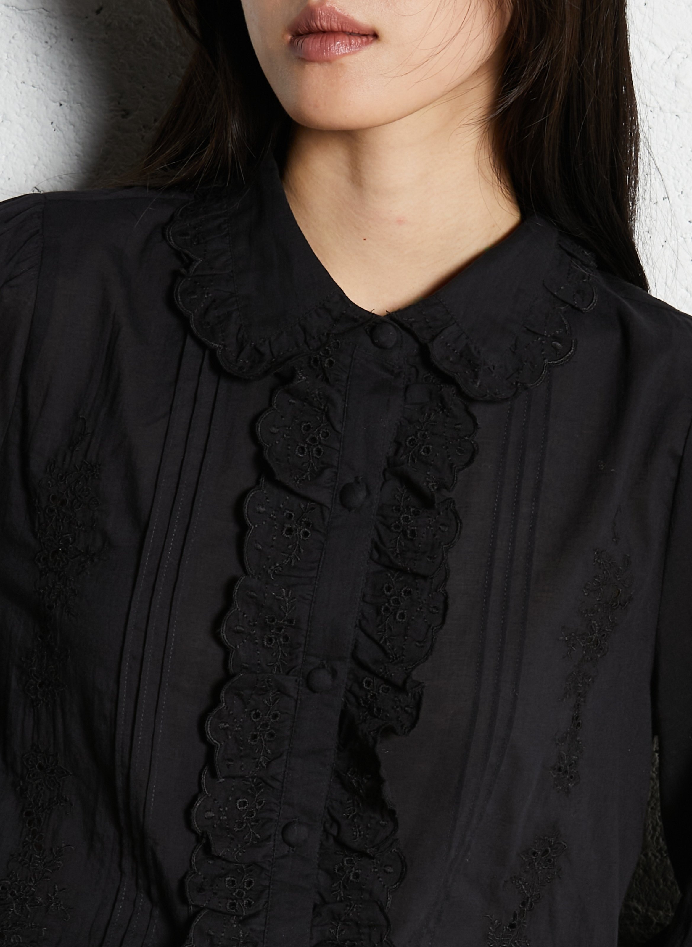 Blusenhemd mit Baumwoll-Peter-Pan-Kragen EMILE ET IDA Schwarz