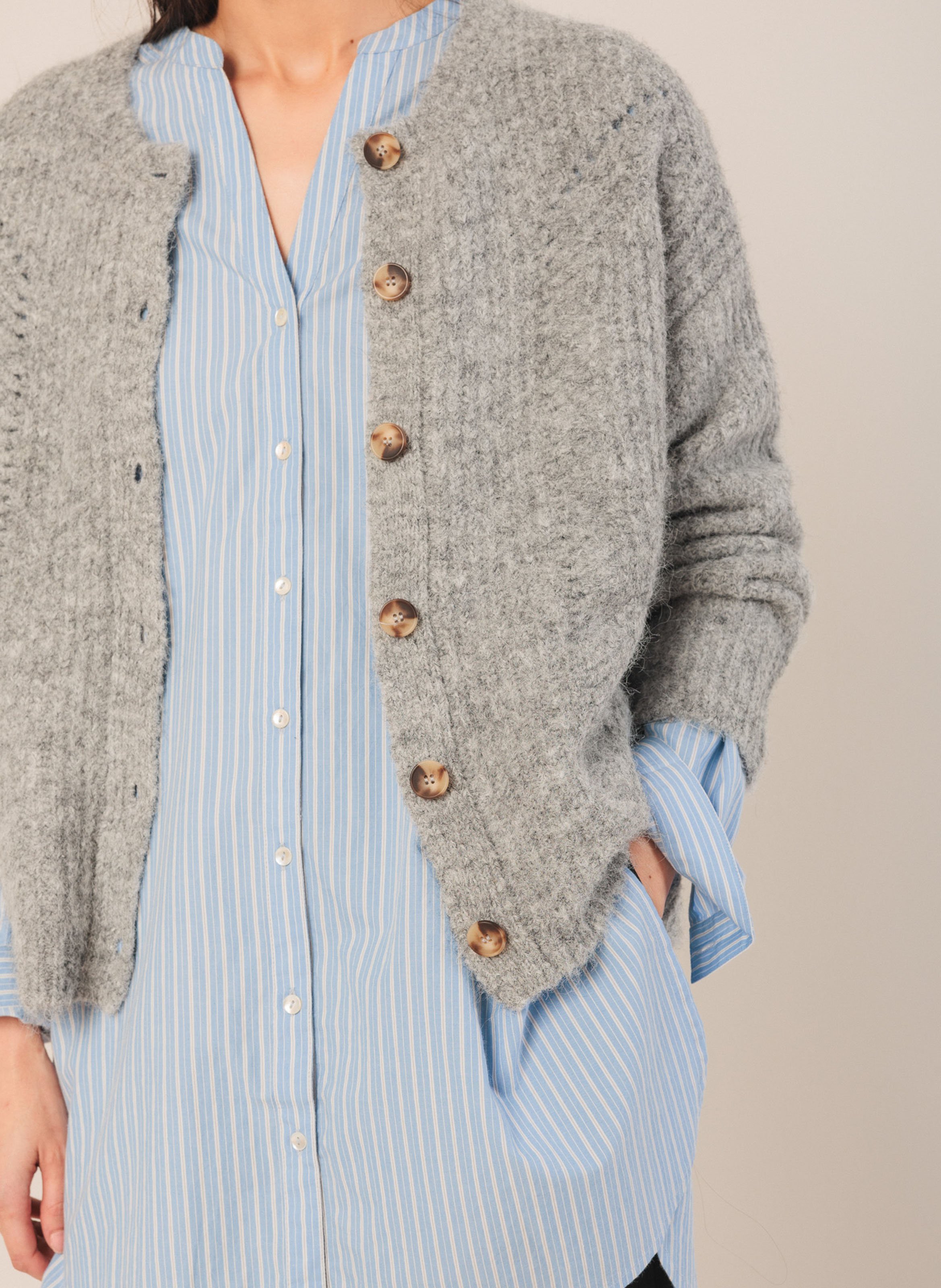 Gilet col rond INDI & COLD Argent