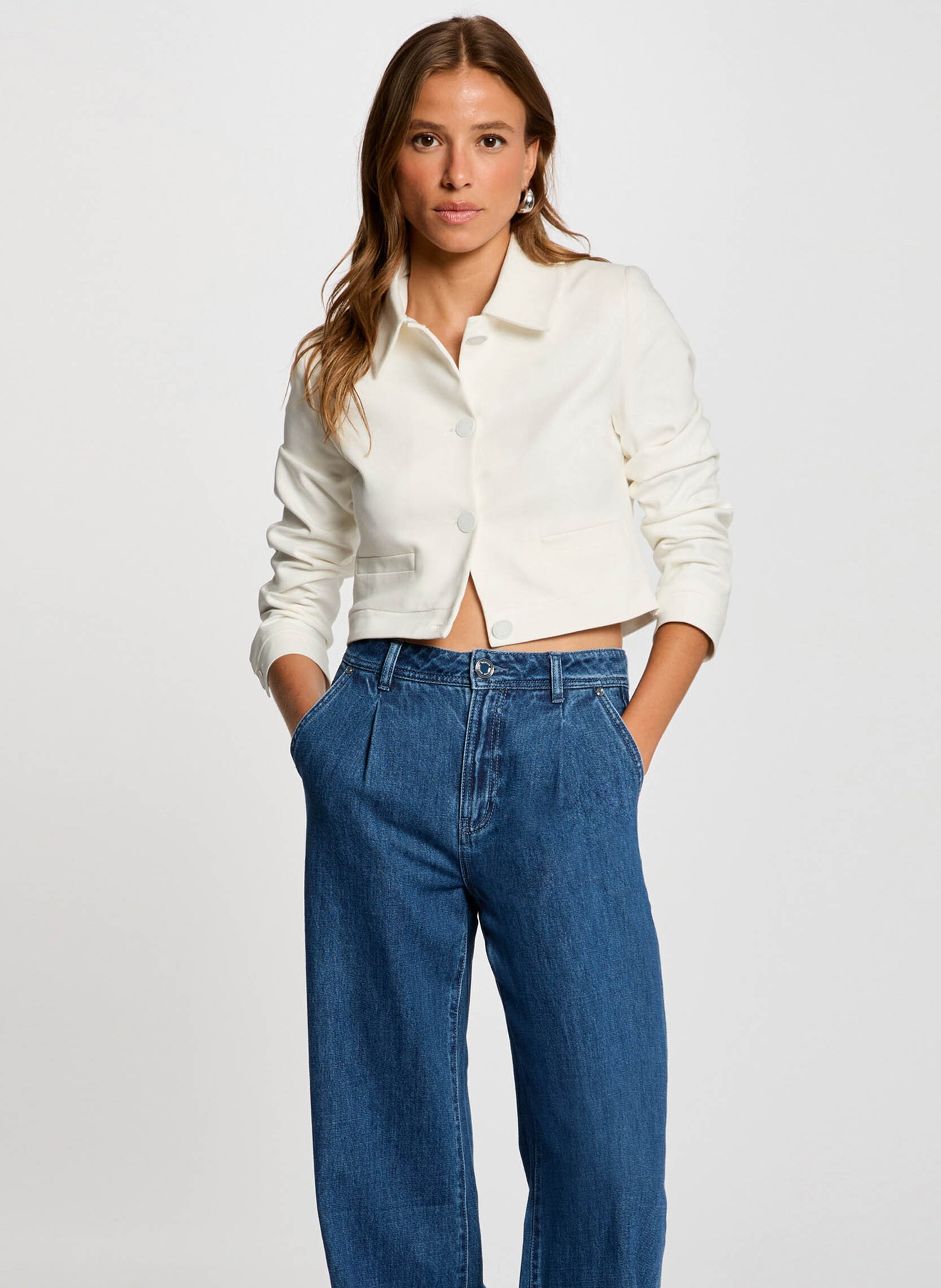 Cotton-blend coat with classic collar MORGAN White