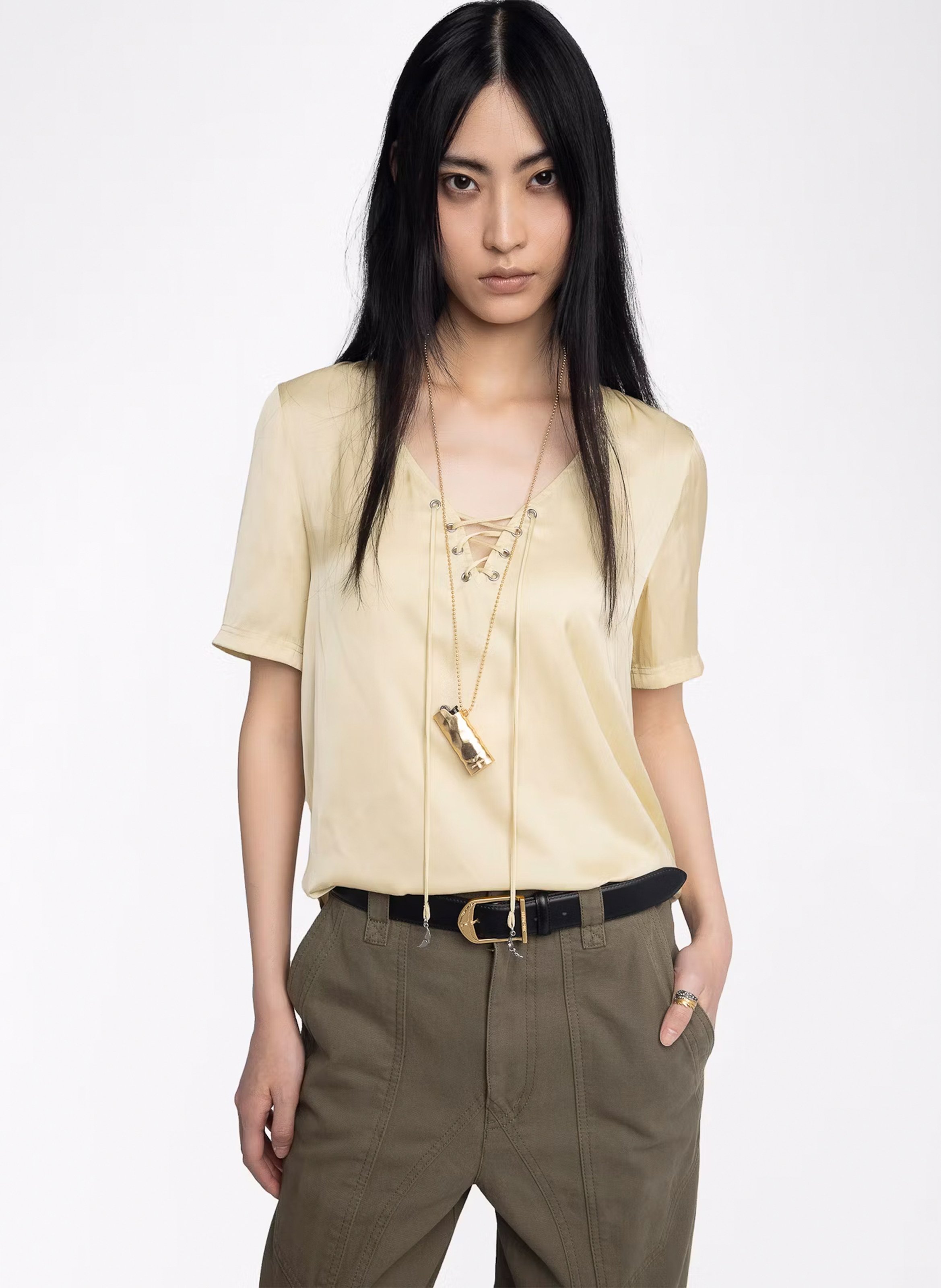 Top droit en satin ZADIG&VOLTAIRE Jaune