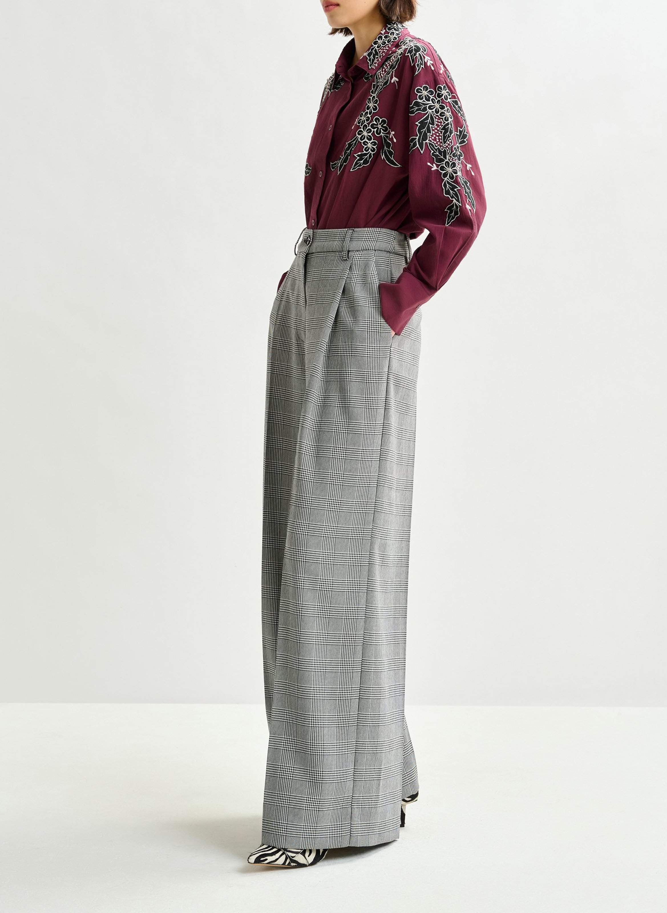 Chemise ample à broderies fleurs  ESSENTIEL ANTWERP Rouge