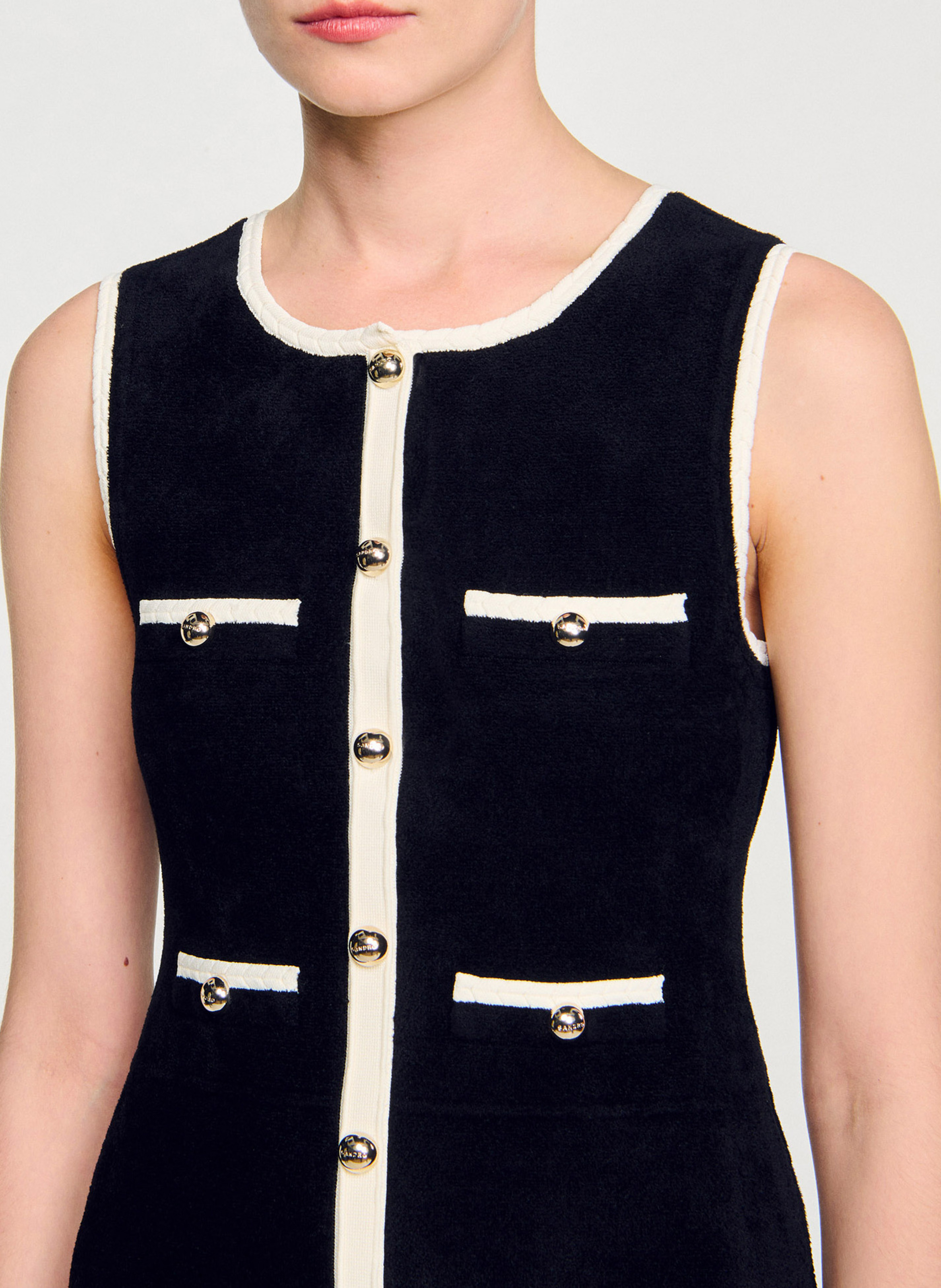 Robe courte évasée col rond SANDRO Noir