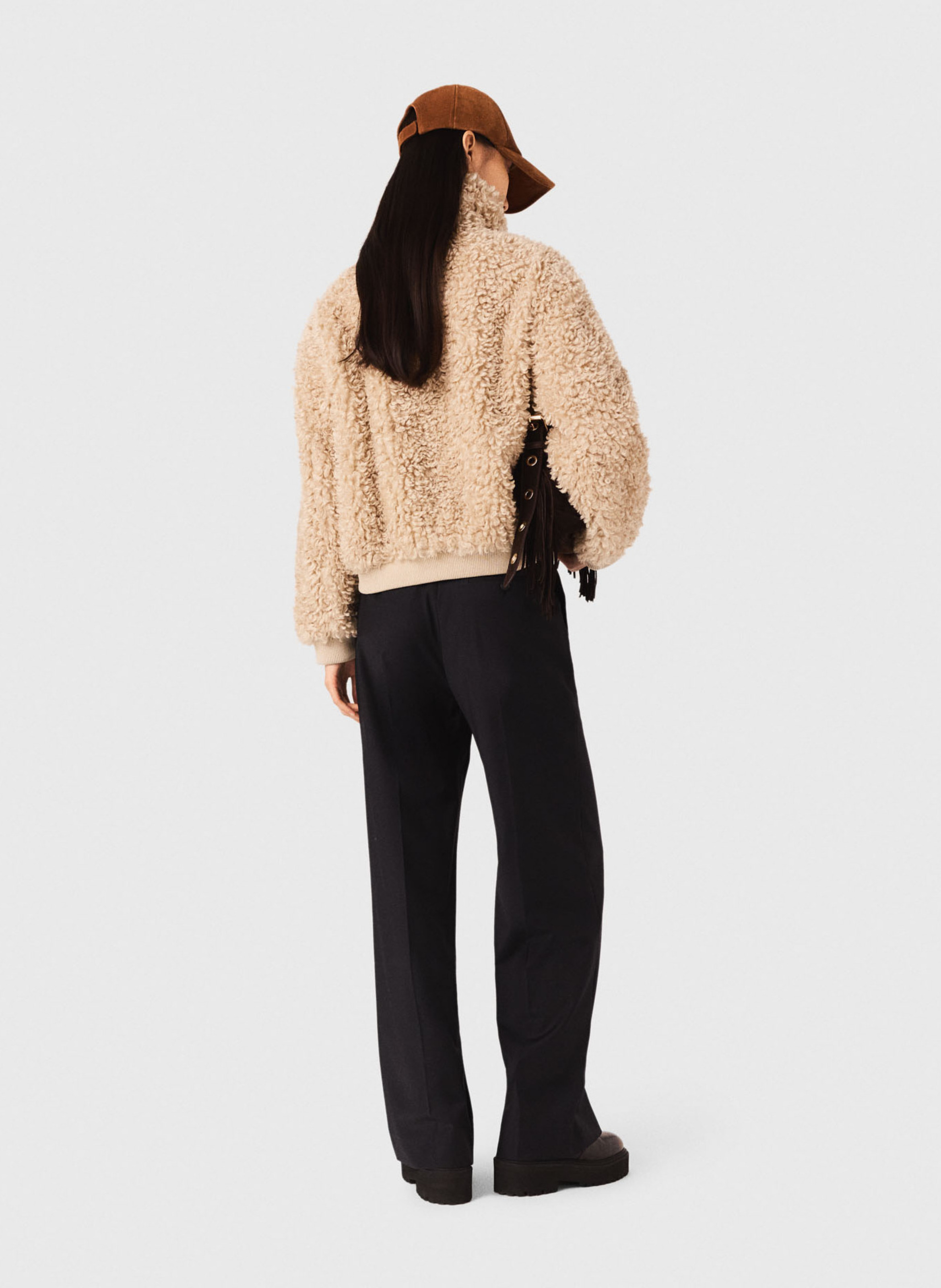 Veste oversize col montant MAJE Marron