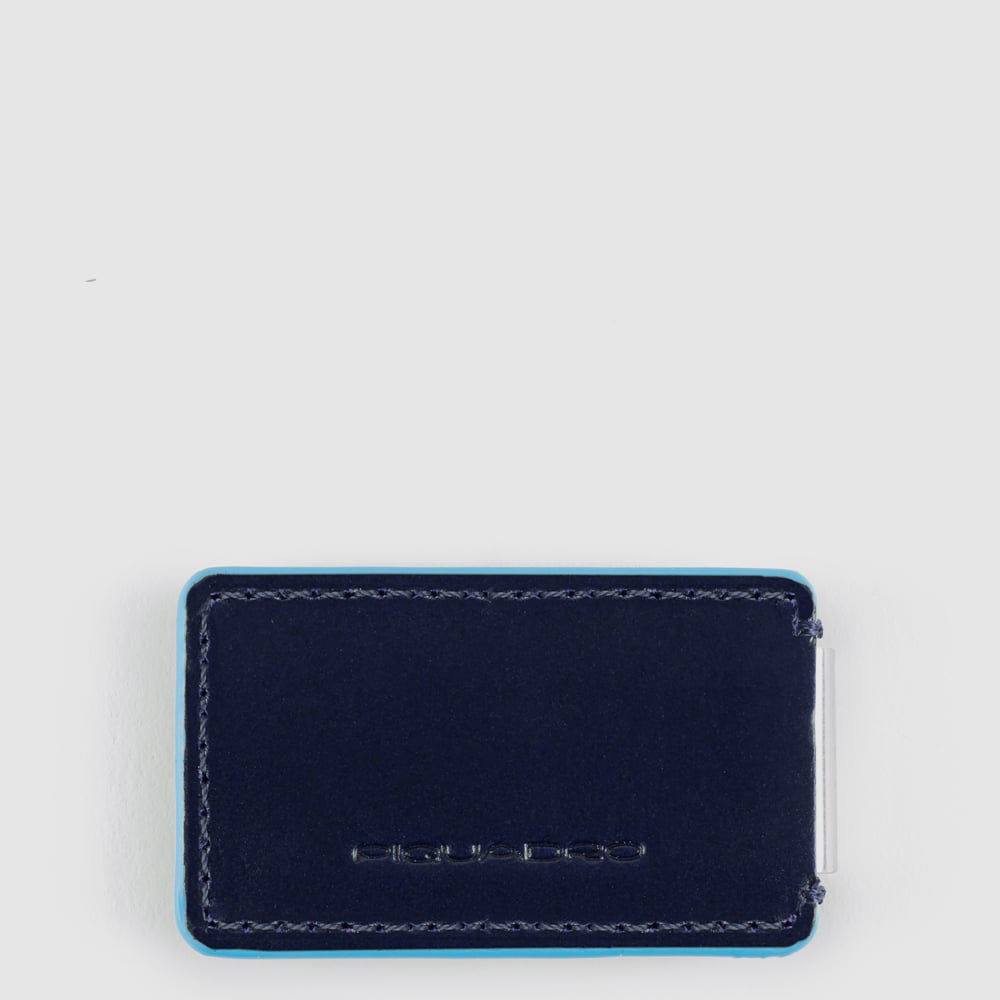 Leather and metal money clip PIQUADRO Blue