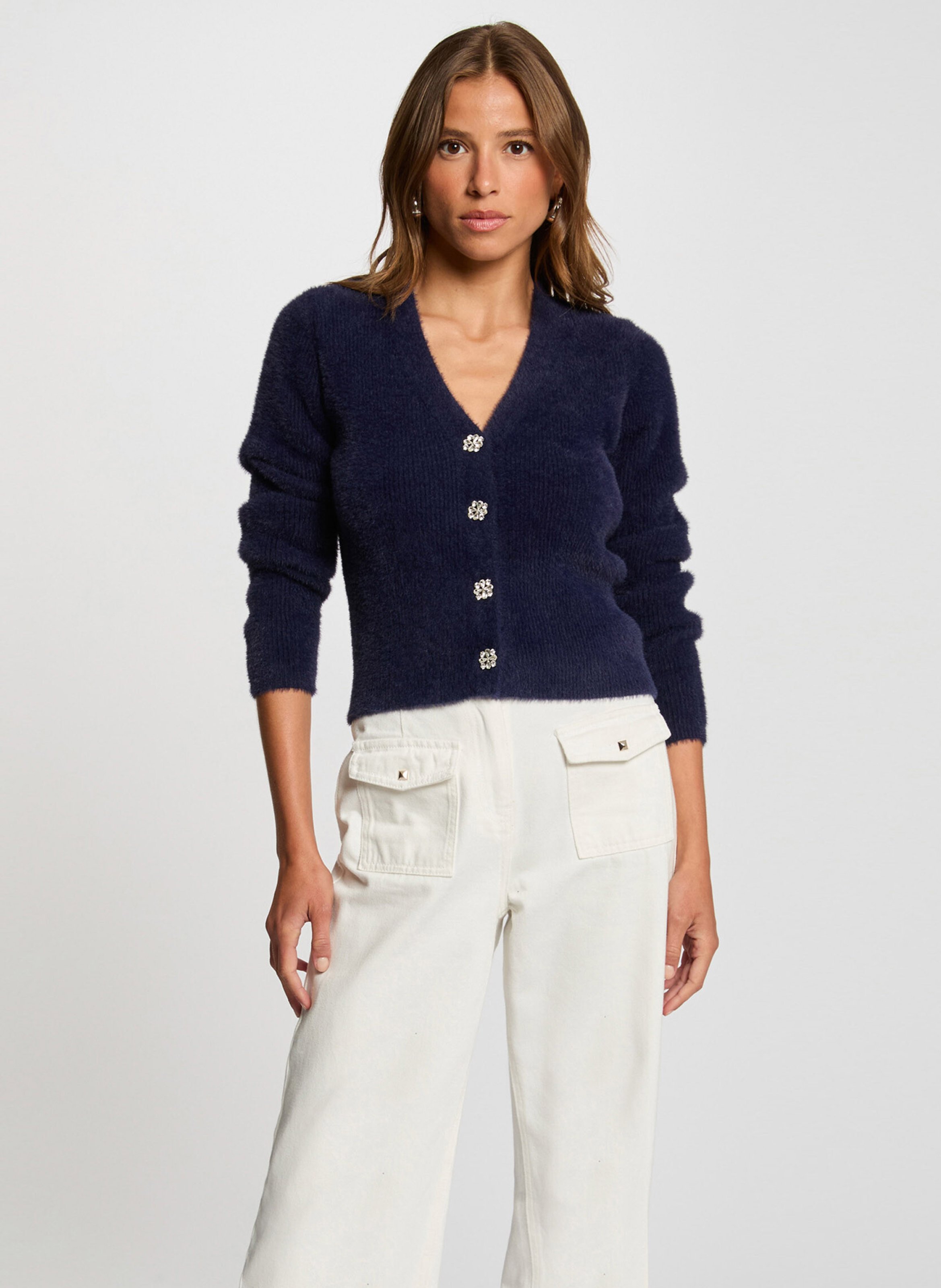 Gilet col V MORGAN Bleu