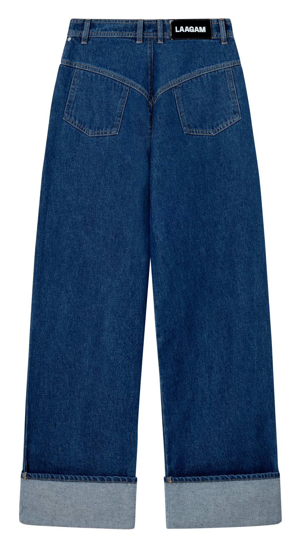 Jean large taille haute en coton LAAGAM Bleu