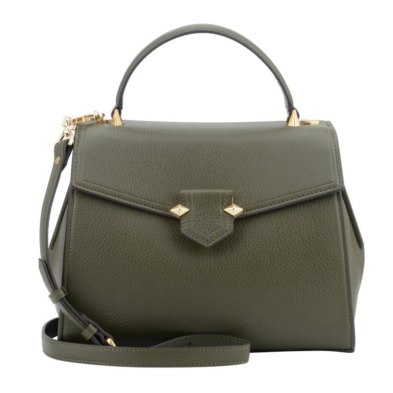 Handbag - grained calf leather POURCHET Khaki