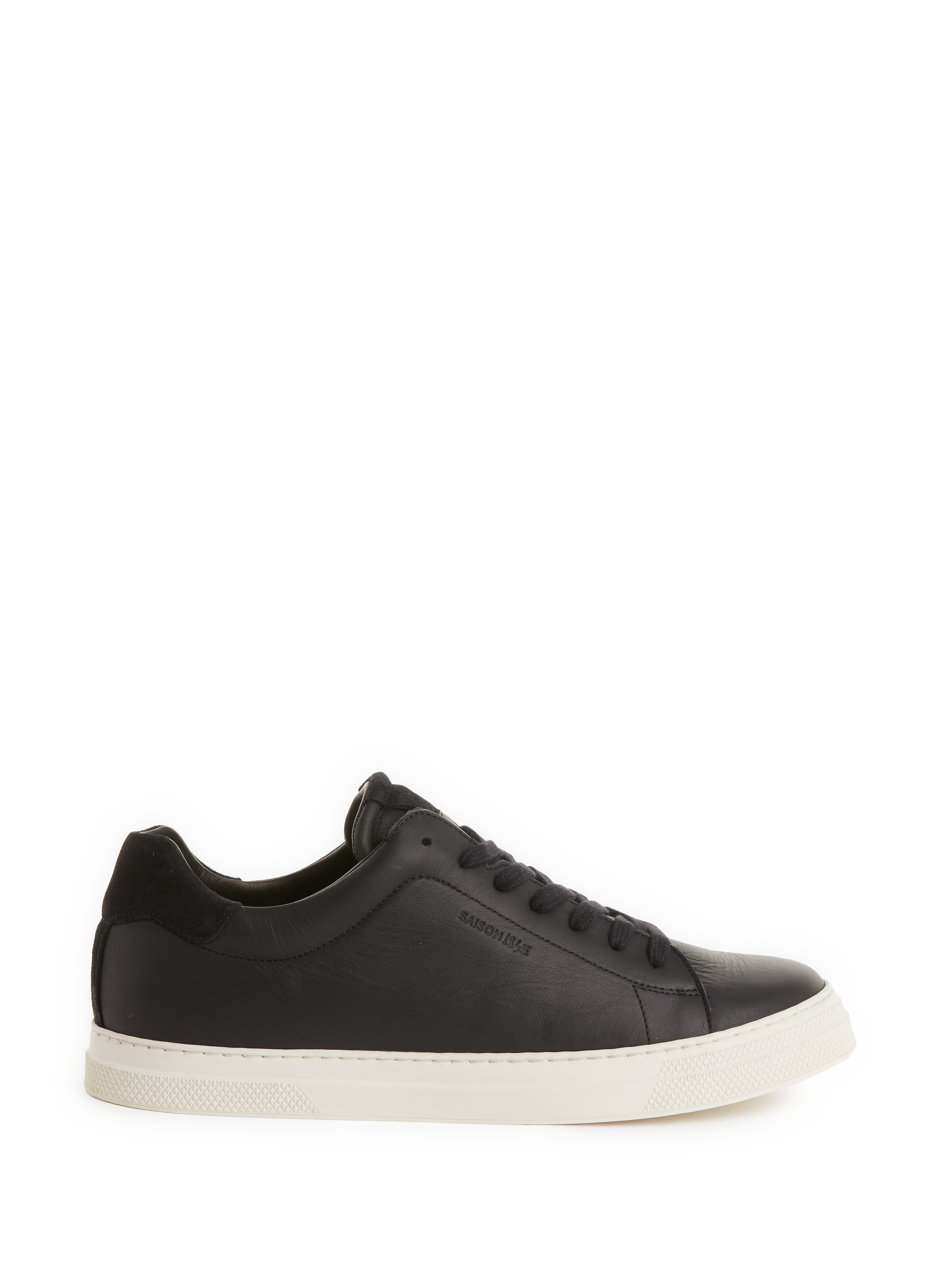 Plain low leather trainers SAISON 1865 Black