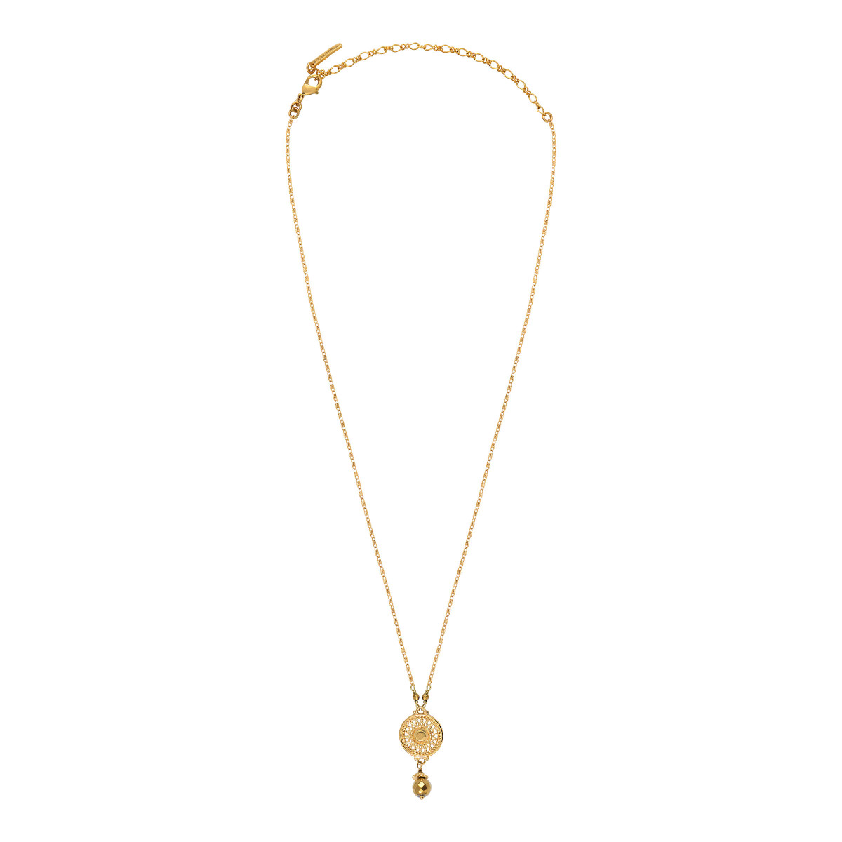 Adjustable gold metal hematite pendant necklace SATELLITE PARIS No Color